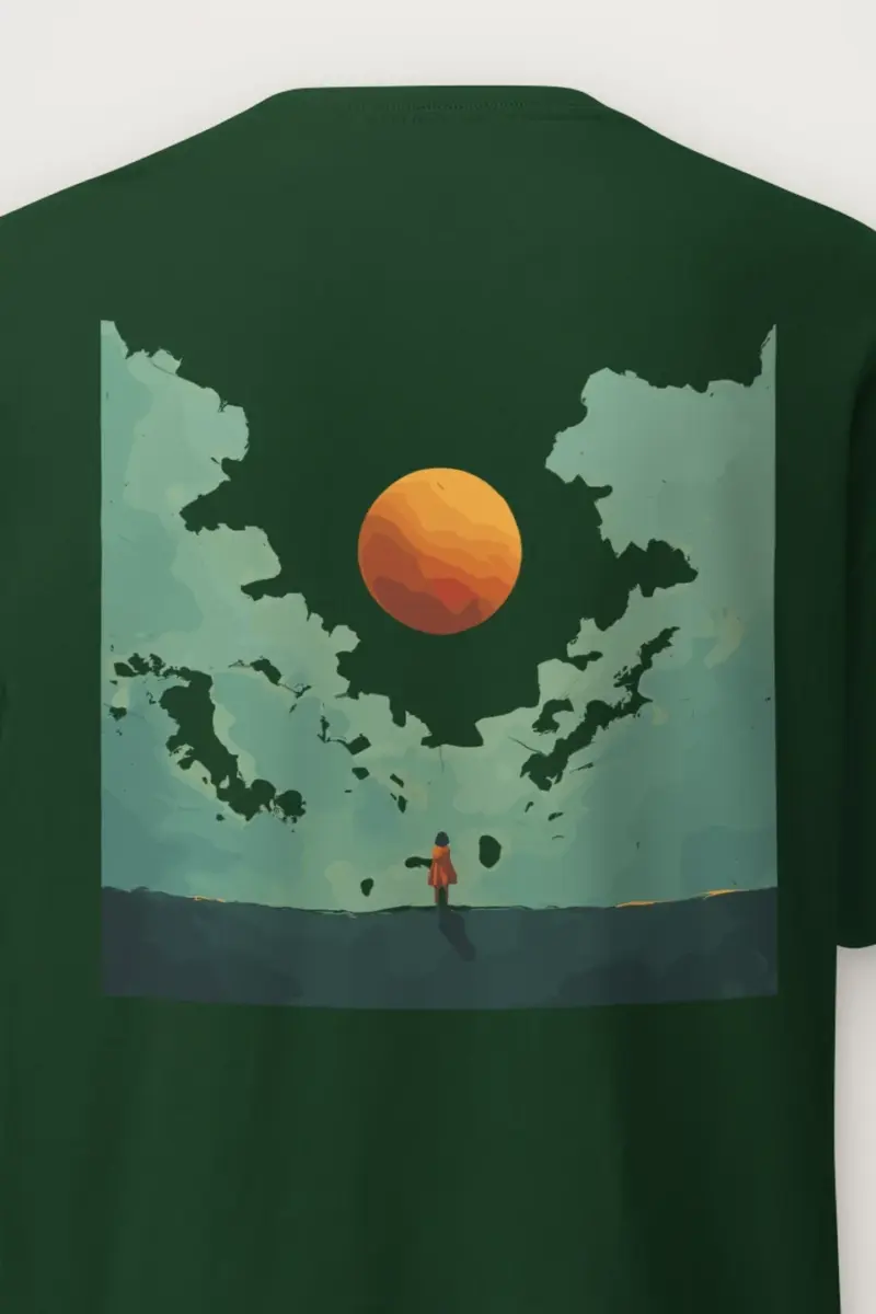 "Orange Balloon Drift" Heavyweight Unisex Crewneck T-shirt