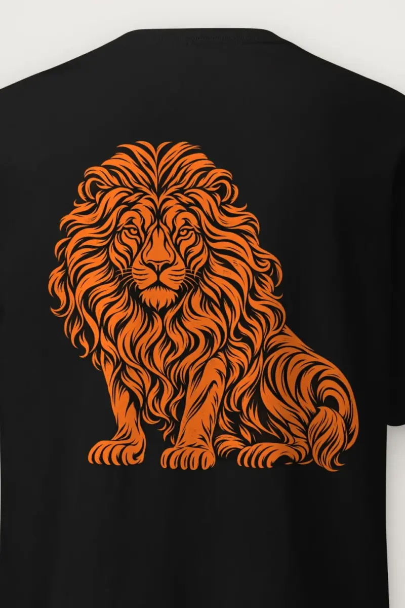 "Orange Ink Lion" Heavyweight Unisex Crewneck T-shirt