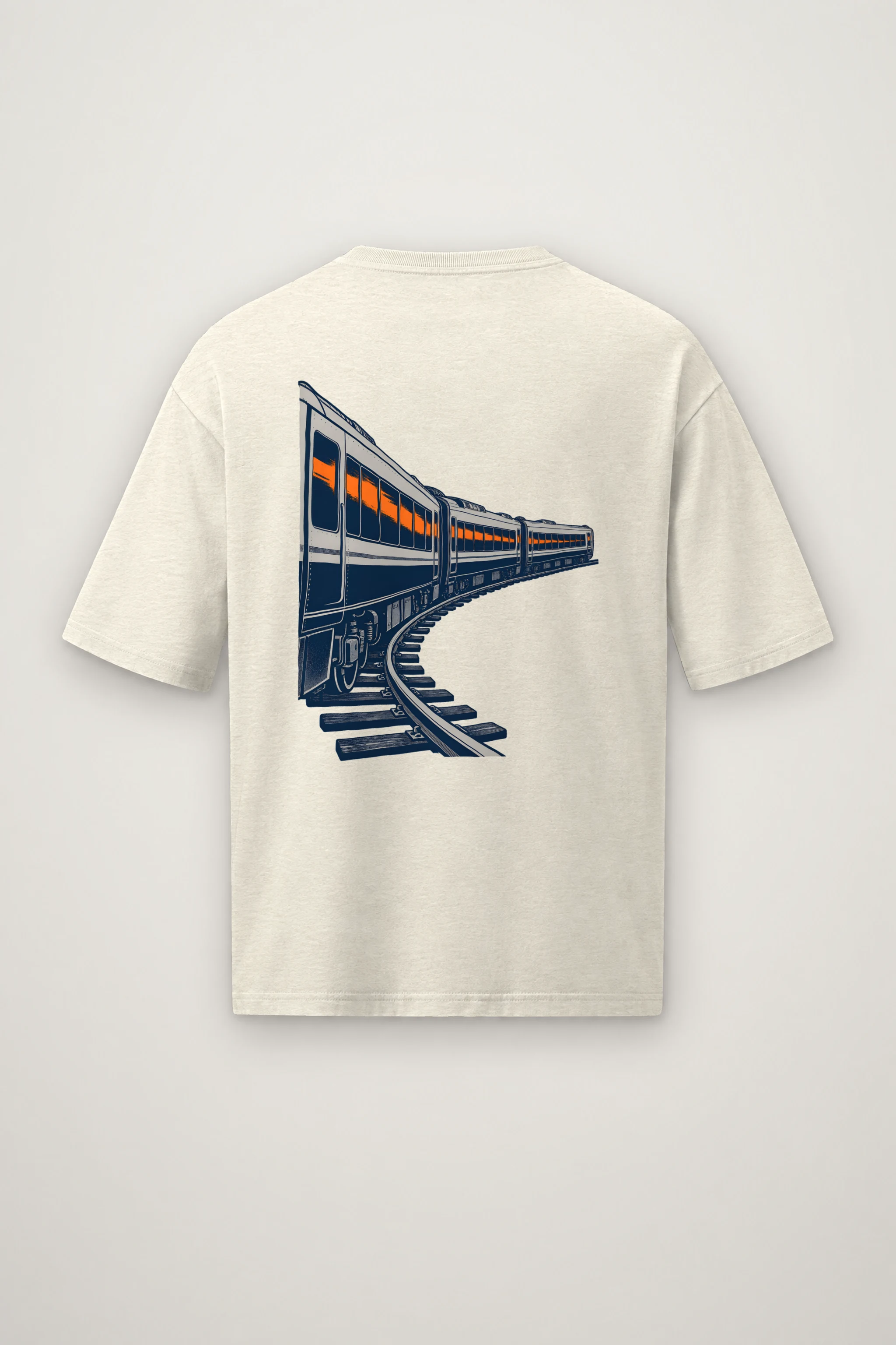 "Orange Window Passenger Train" Men's Oversized Heavyweight Crewneck T-Shirt