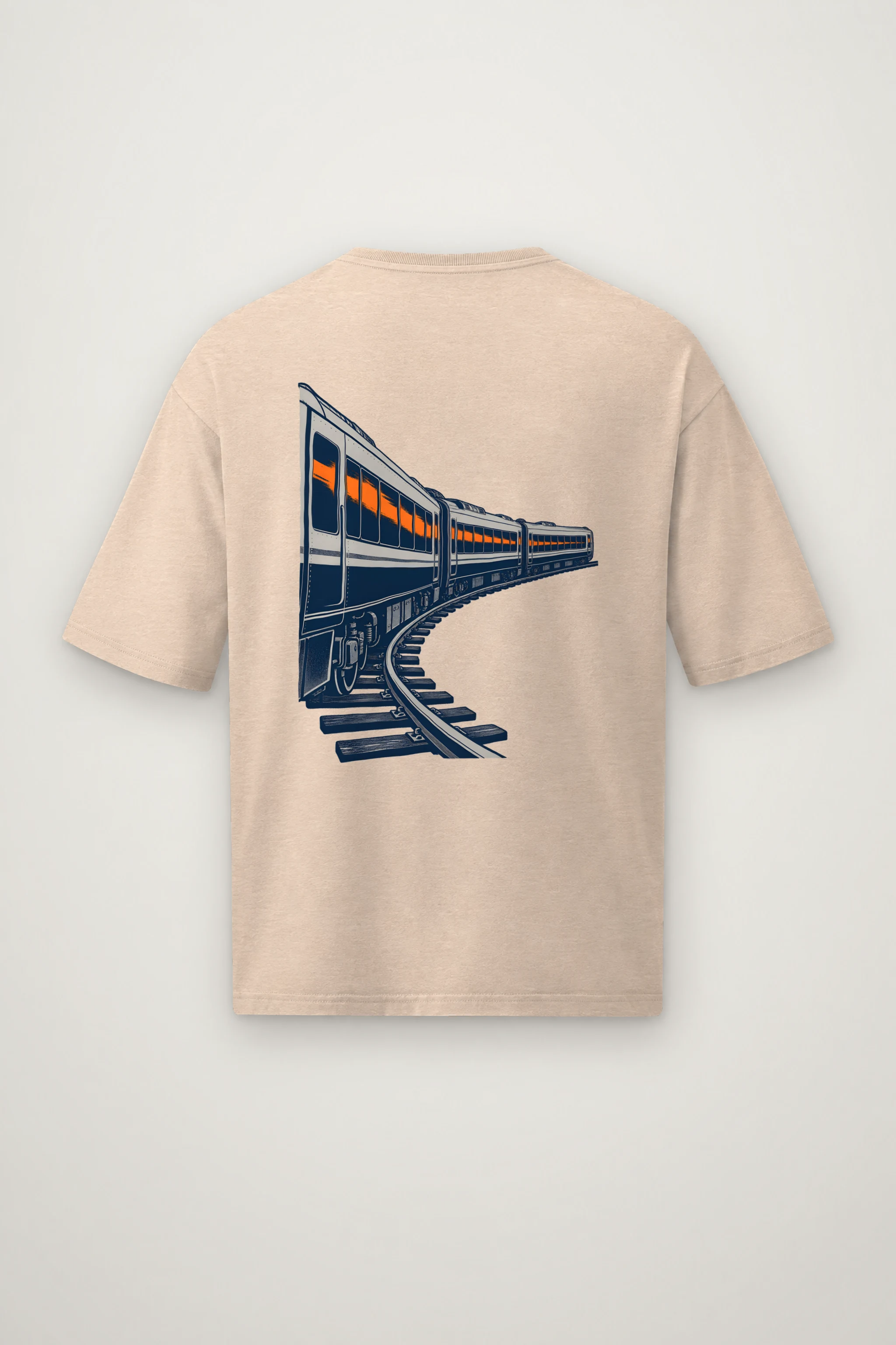"Orange Window Passenger Train" Men's Oversized Heavyweight Crewneck T-Shirt