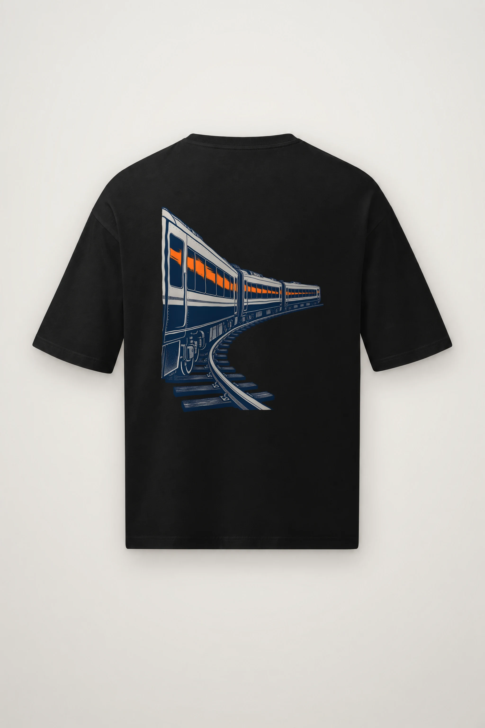 "Orange Window Passenger Train" Men's Oversized Heavyweight Crewneck T-Shirt
