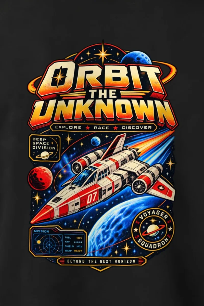 "Orbit The Unknown" 1 Crewneck Sweatshirt - the graphic up close