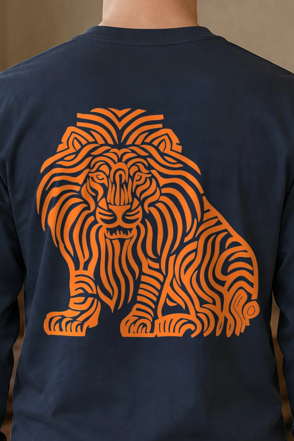 "Ornamental Roaring Lion" Unisex Longsleeve T-shirt - the graphic up close