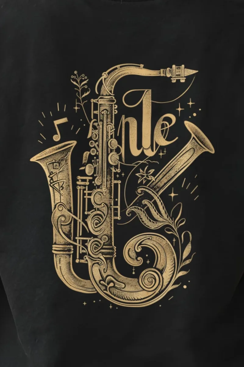 "Ornate Jazz Saxophones" Heavyweight Unisex Crewneck T-shirt