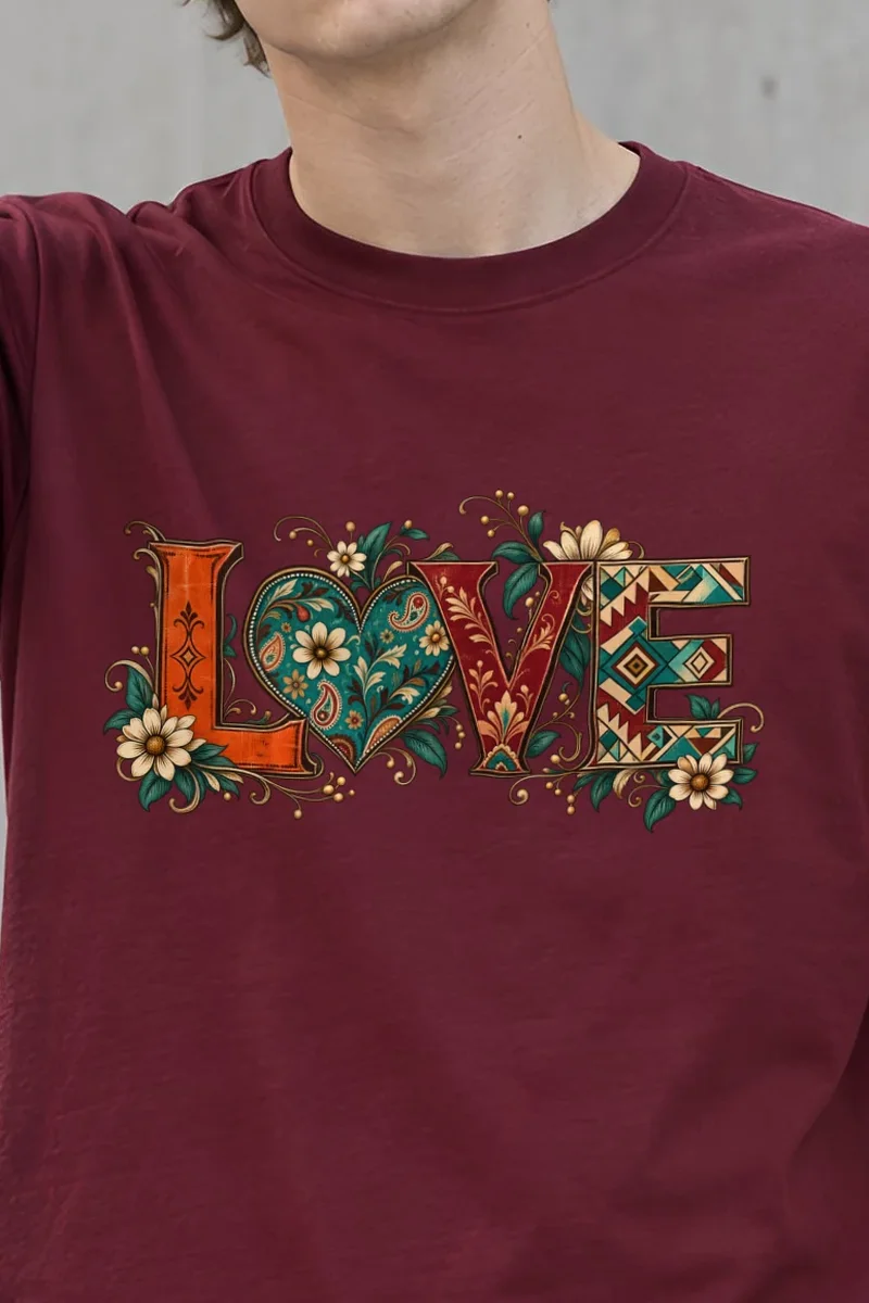 "Ornate Love Heart" Heavyweight Unisex Crewneck T-shirt