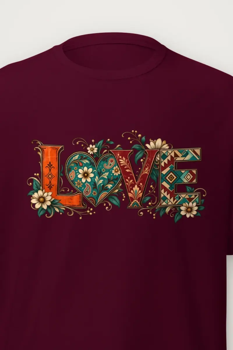 "Ornate Love Heart" Heavyweight Unisex Crewneck T-shirt
