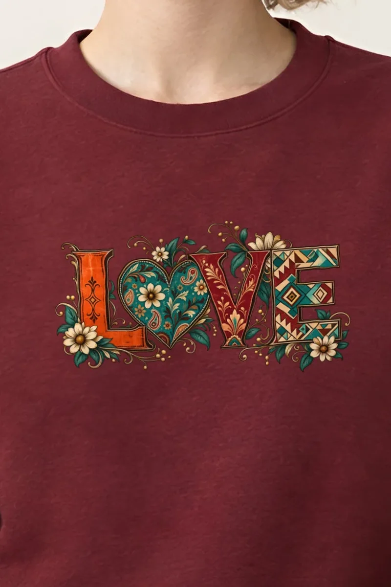 "Ornate Love" 1 Crewneck Sweatshirt - the graphic up close