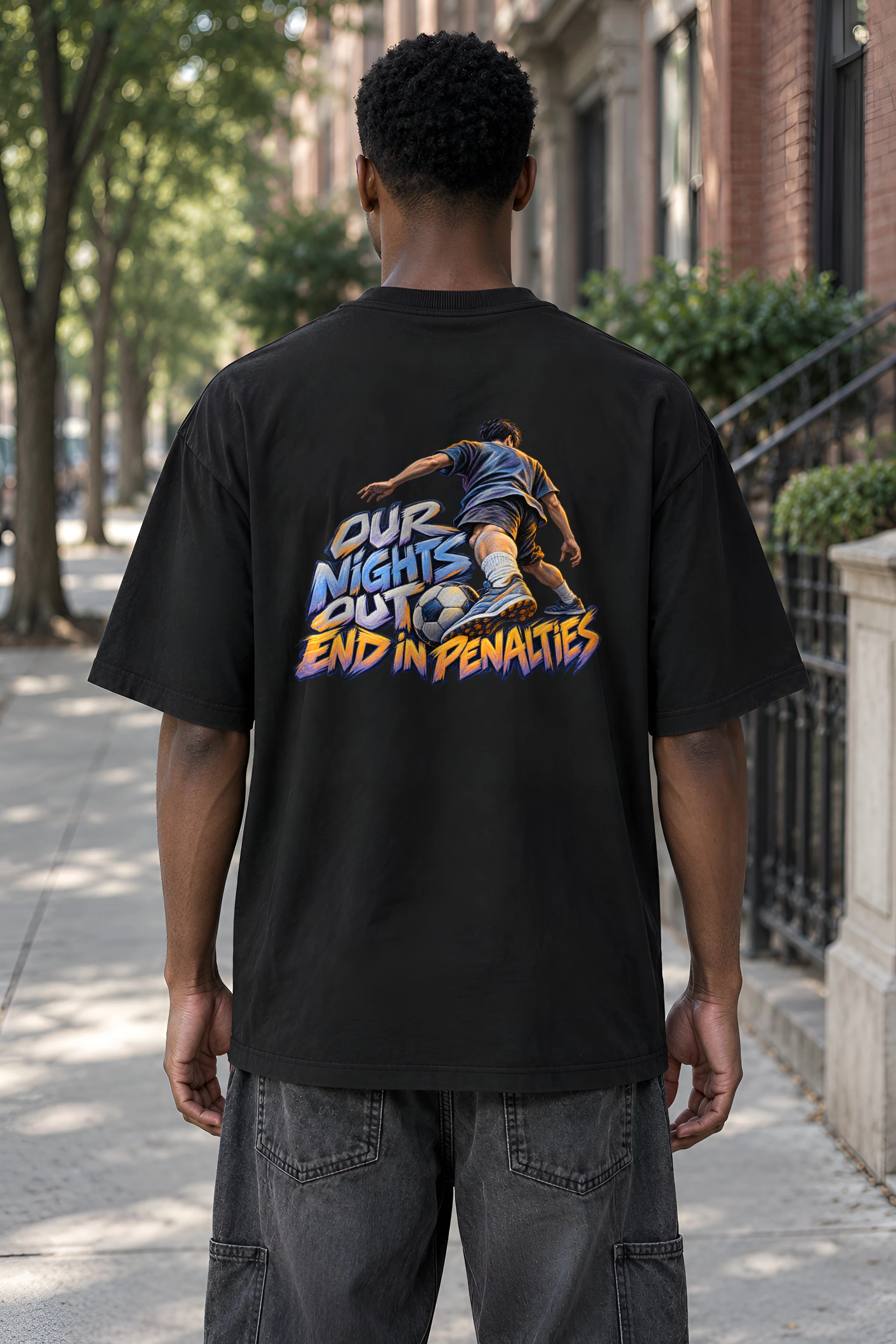 "Our Nights Out End in Penalties" Men's Oversized Heavyweight Crewneck T-Shirt
