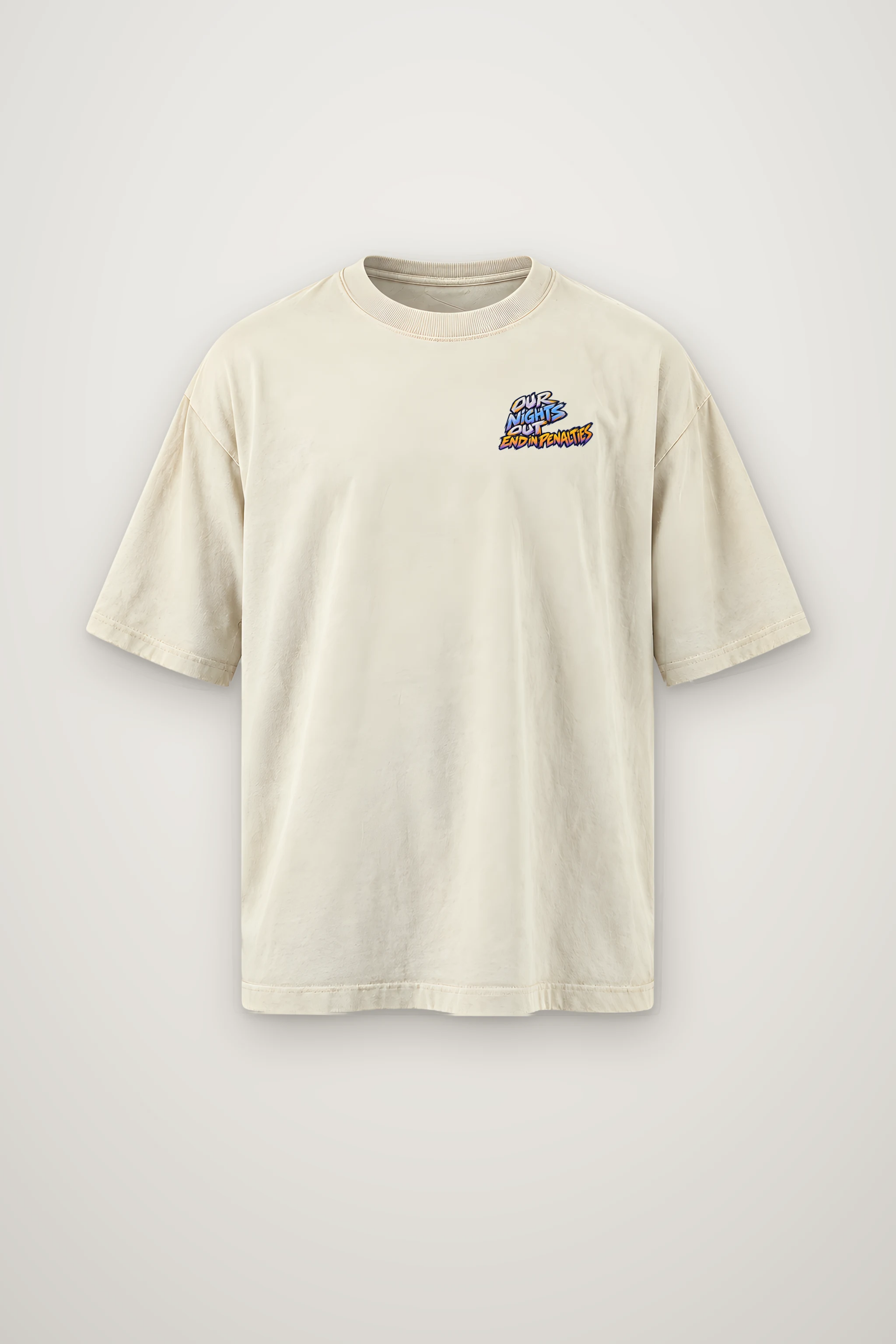 "Our Nights Out End in Penalties" Men's Oversized Heavyweight Crewneck T-Shirt