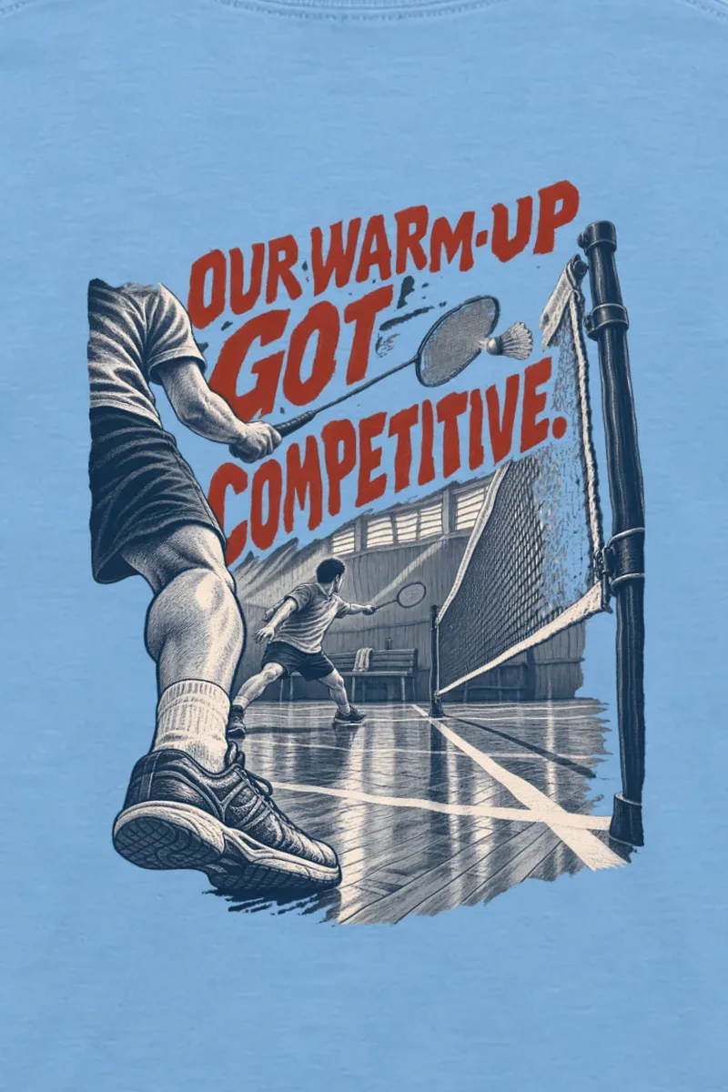 "Our Warm-Up Got Competitive" Unisex Longsleeve T-shirt - the graphic up close