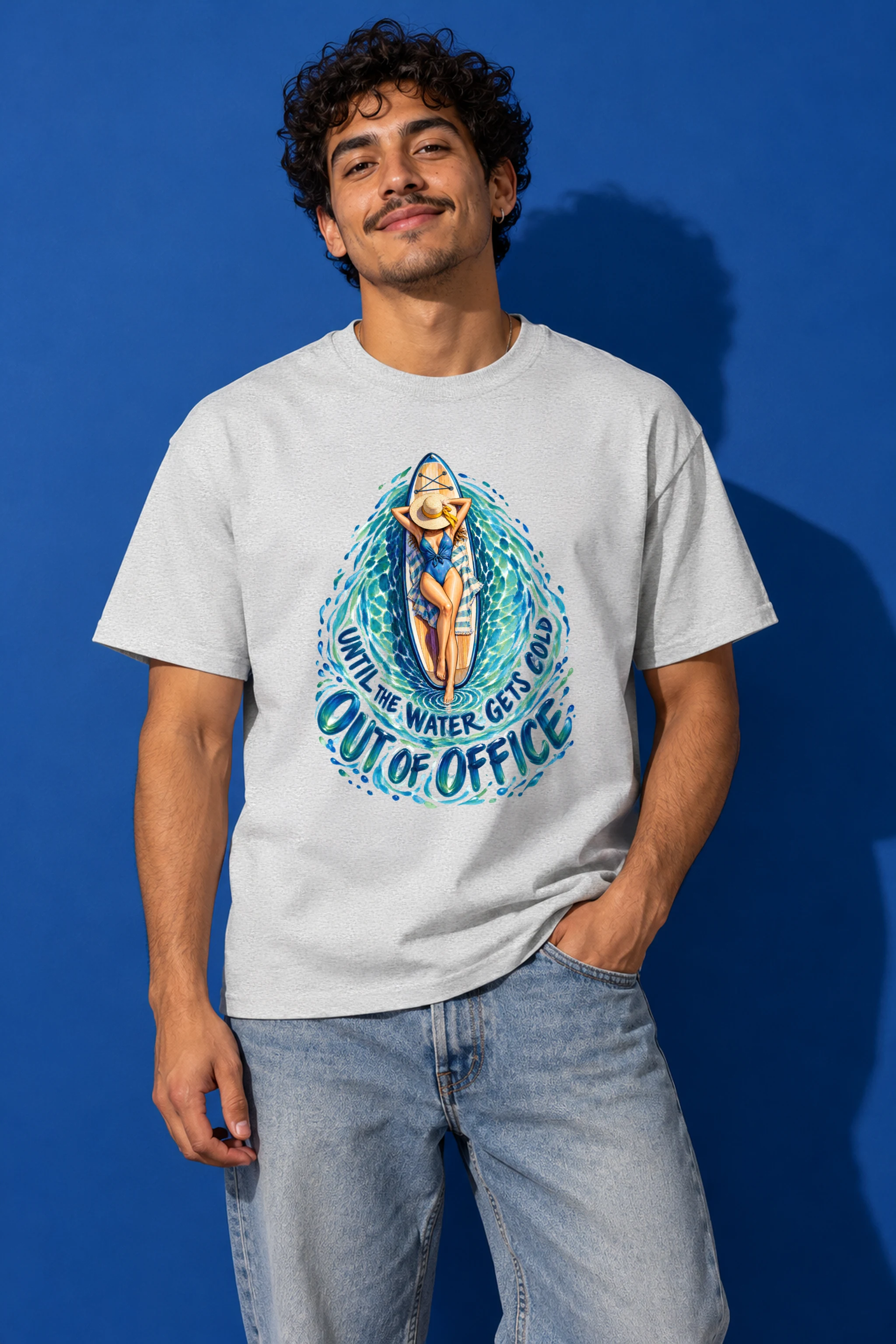 "Out of Office Until the Water Gets Cold" Heavyweight Unisex Crewneck T-shirt