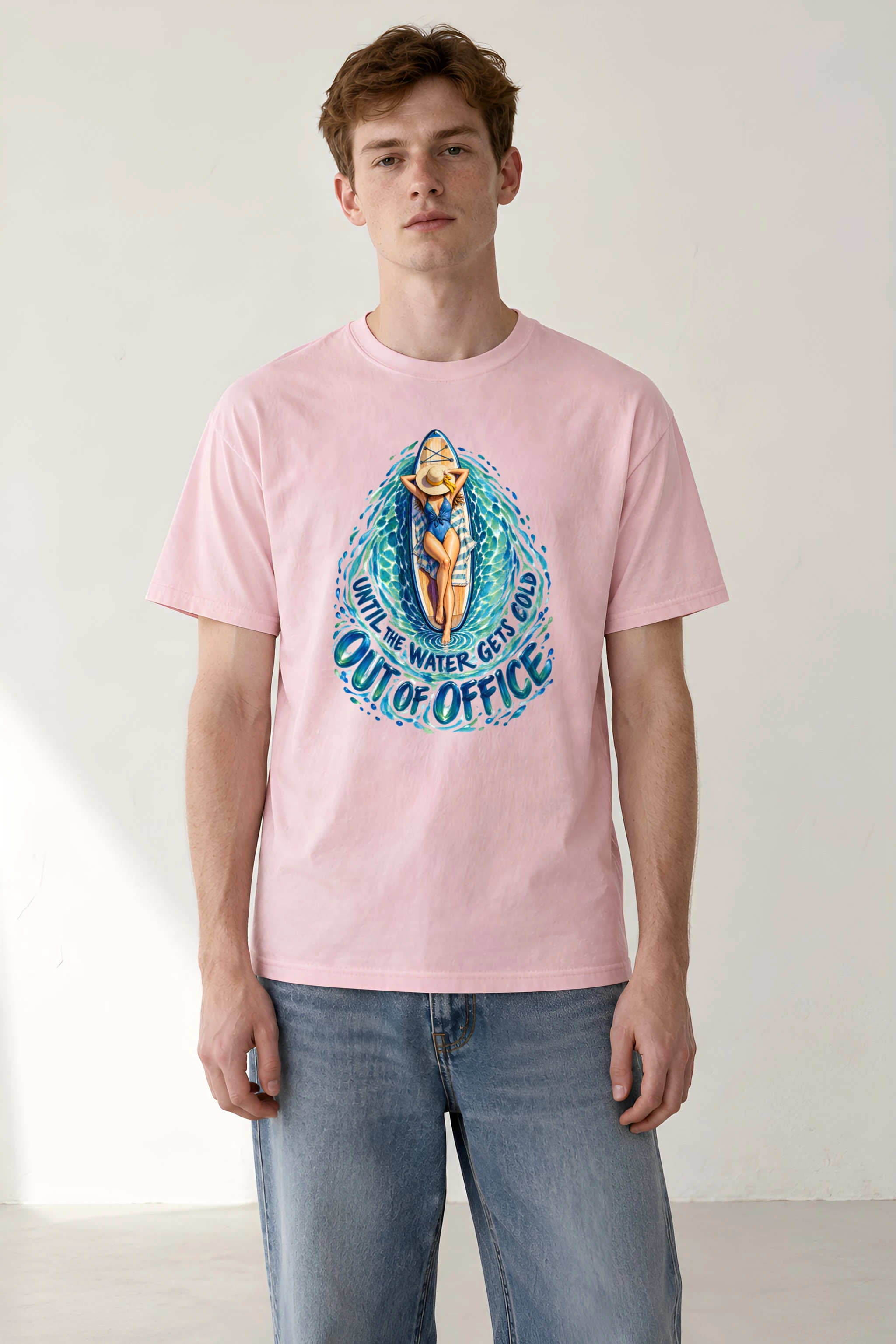 "Out of Office Until the Water Gets Cold" Heavyweight Unisex Crewneck T-shirt