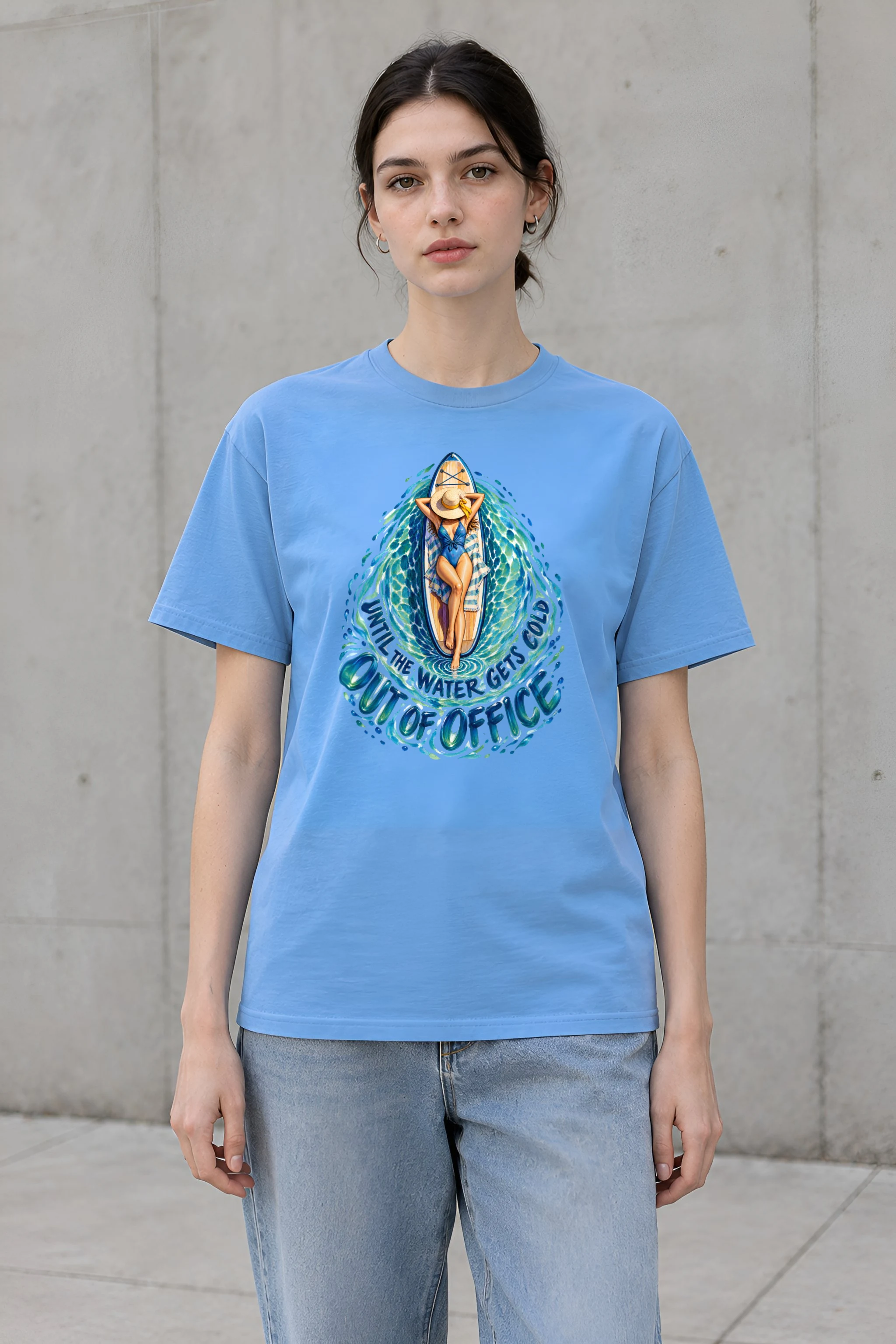 "Out of Office Until the Water Gets Cold" Heavyweight Unisex Crewneck T-shirt