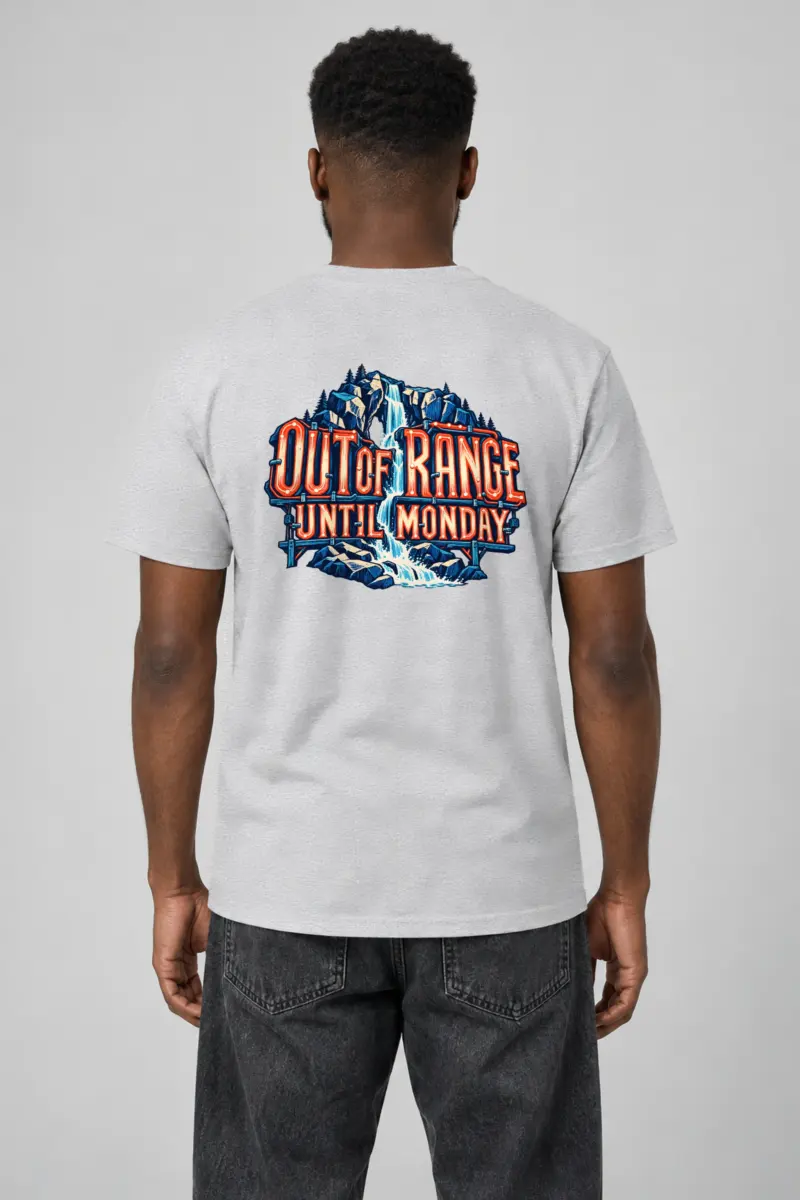 "Out of Range Until Monday" Heavyweight Unisex Crewneck T-shirt
