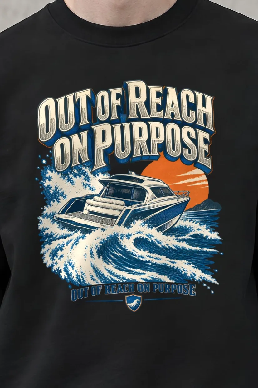 "Out of Reach on Purpose" 1 Crewneck Sweatshirt - the graphic up close