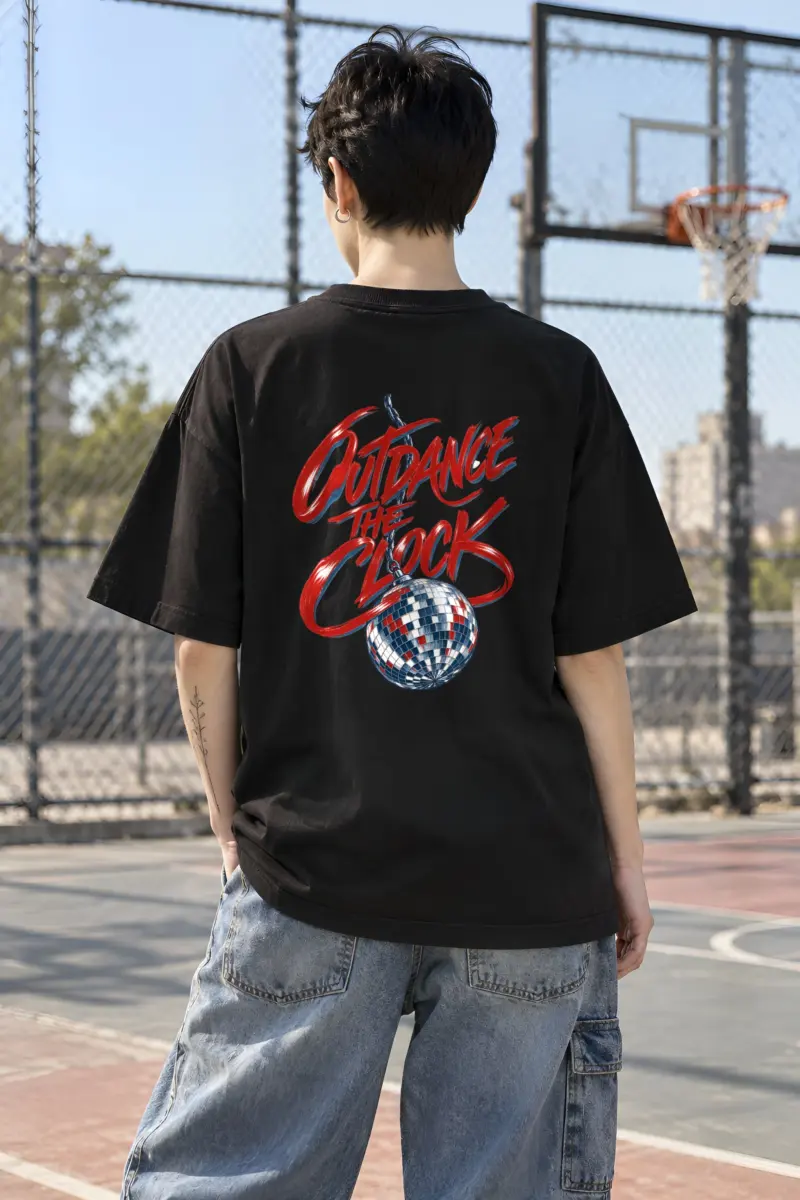 "Outdance the Clock" Unisex Oversized Heavyweight Crewneck T-Shirt