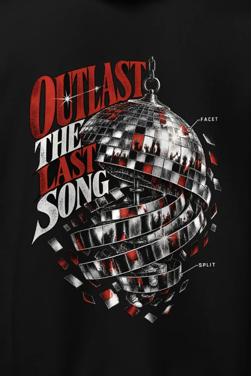 "Outlast the Last Song" Heavy Blend Unisex Pullover Hoodie - the graphic up close