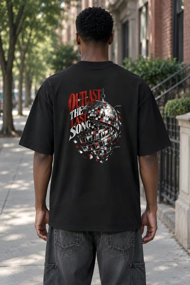 "Outlast the Last Song" Unisex Oversized Heavyweight Crewneck T-Shirt