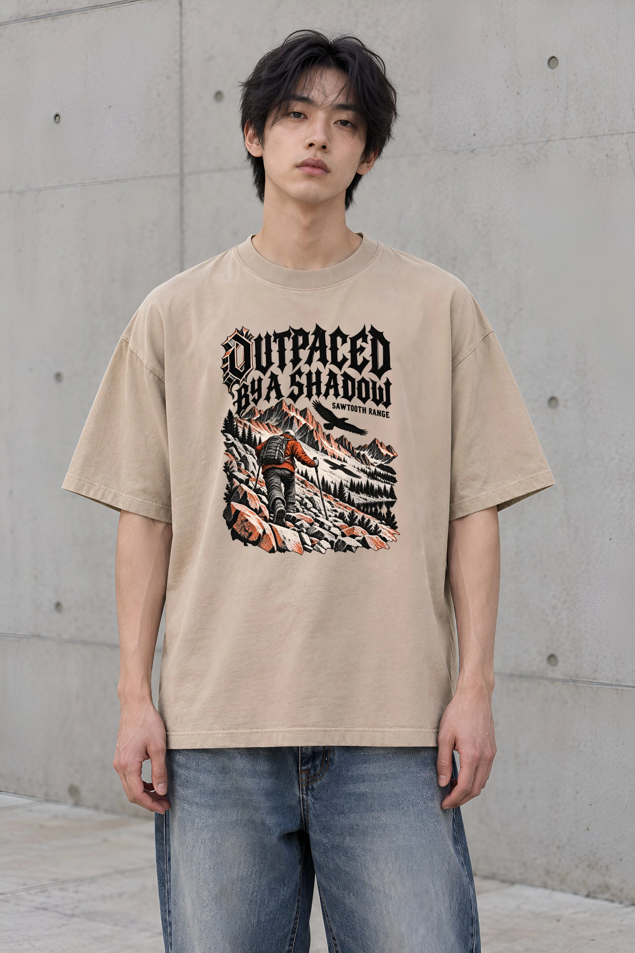 "Outpaced by a Shadow" Men's Oversized Heavyweight Crewneck T-Shirt