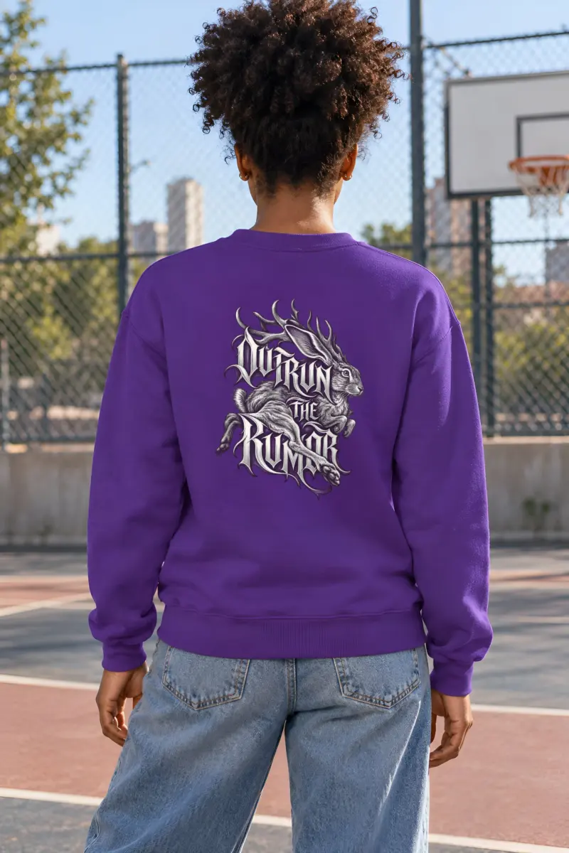 "Outrun the Rumor" Heavy Blend Unisex Crewneck Sweatshirt