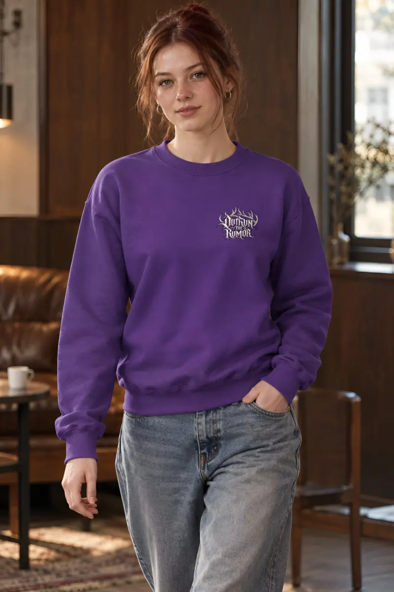 "Outrun the Rumor" Heavy Blend Unisex Crewneck Sweatshirt