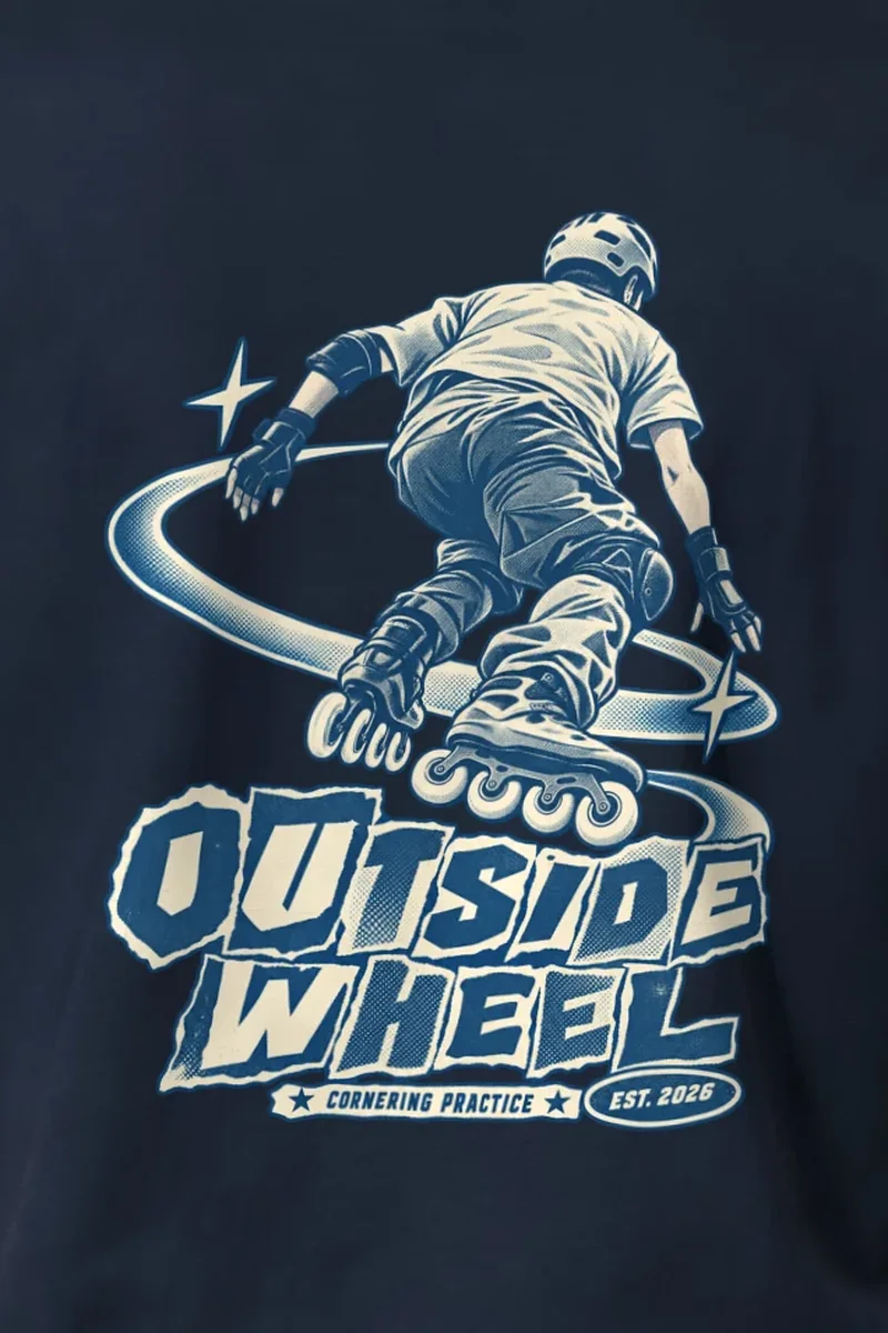 "Outside Wheel Cornering Practice" Heavyweight Unisex Crewneck T-shirt - the graphic up close