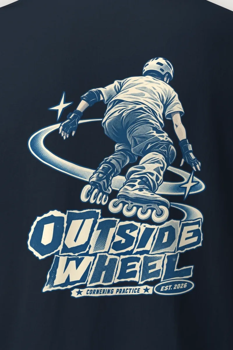 "Outside Wheel Cornering Practice" Heavyweight Unisex Crewneck T-shirt - the graphic up close