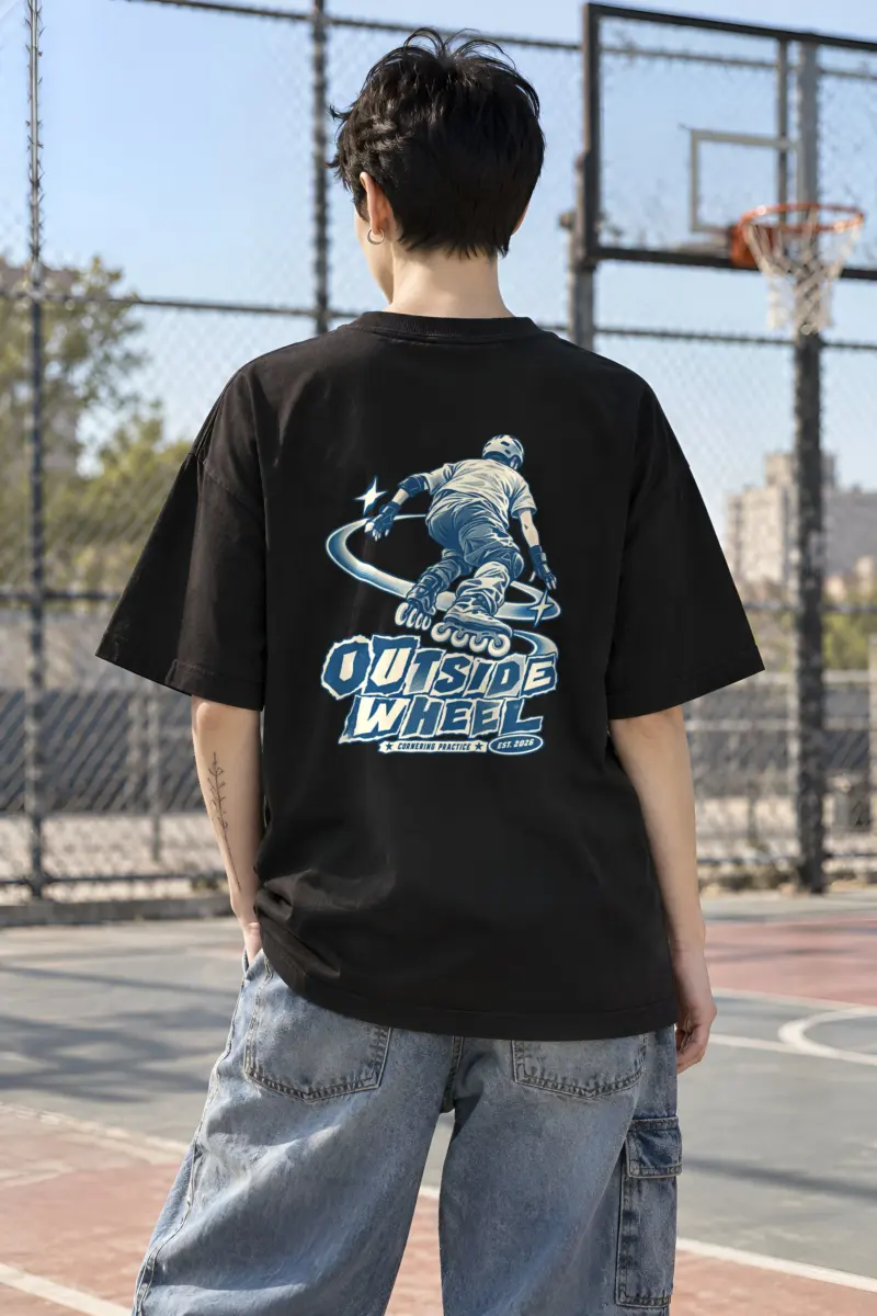 "Outside Wheel Cornering Practice" Unisex Oversized Heavyweight Crewneck T-Shirt