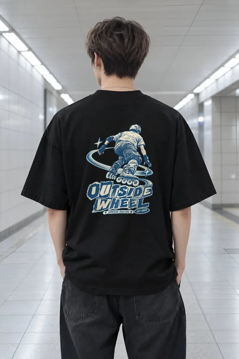 "Outside Wheel Cornering Practice" Men's Oversized Heavyweight Crewneck T-Shirt