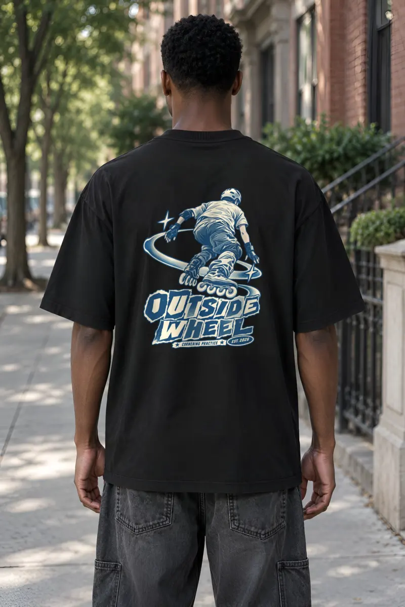 "Outside Wheel Cornering Practice" Men's Oversized Heavyweight Crewneck T-Shirt