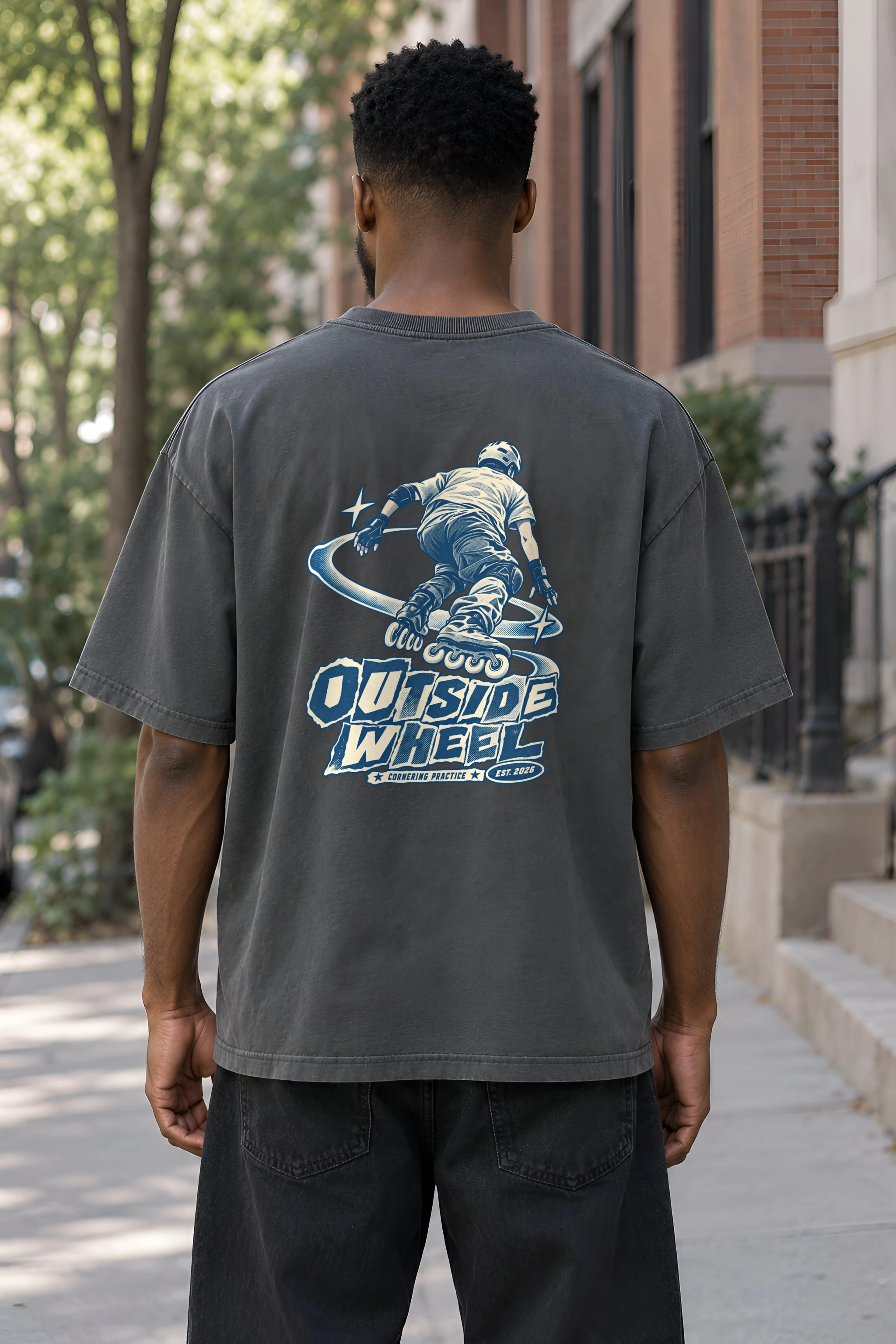 "Outside Wheel Cornering Practice" Unisex Oversized Heavyweight Crewneck T-Shirt