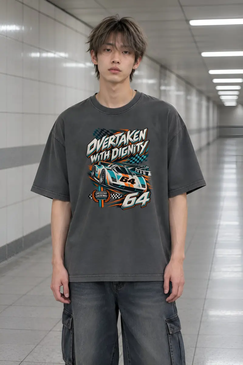 "Overtaken with Dignity" Men's Oversized Heavyweight Crewneck T-Shirt