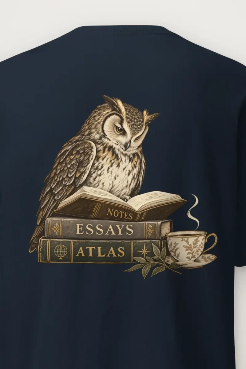 "Owl’s Reading Hour" Heavyweight Unisex Crewneck T-shirt