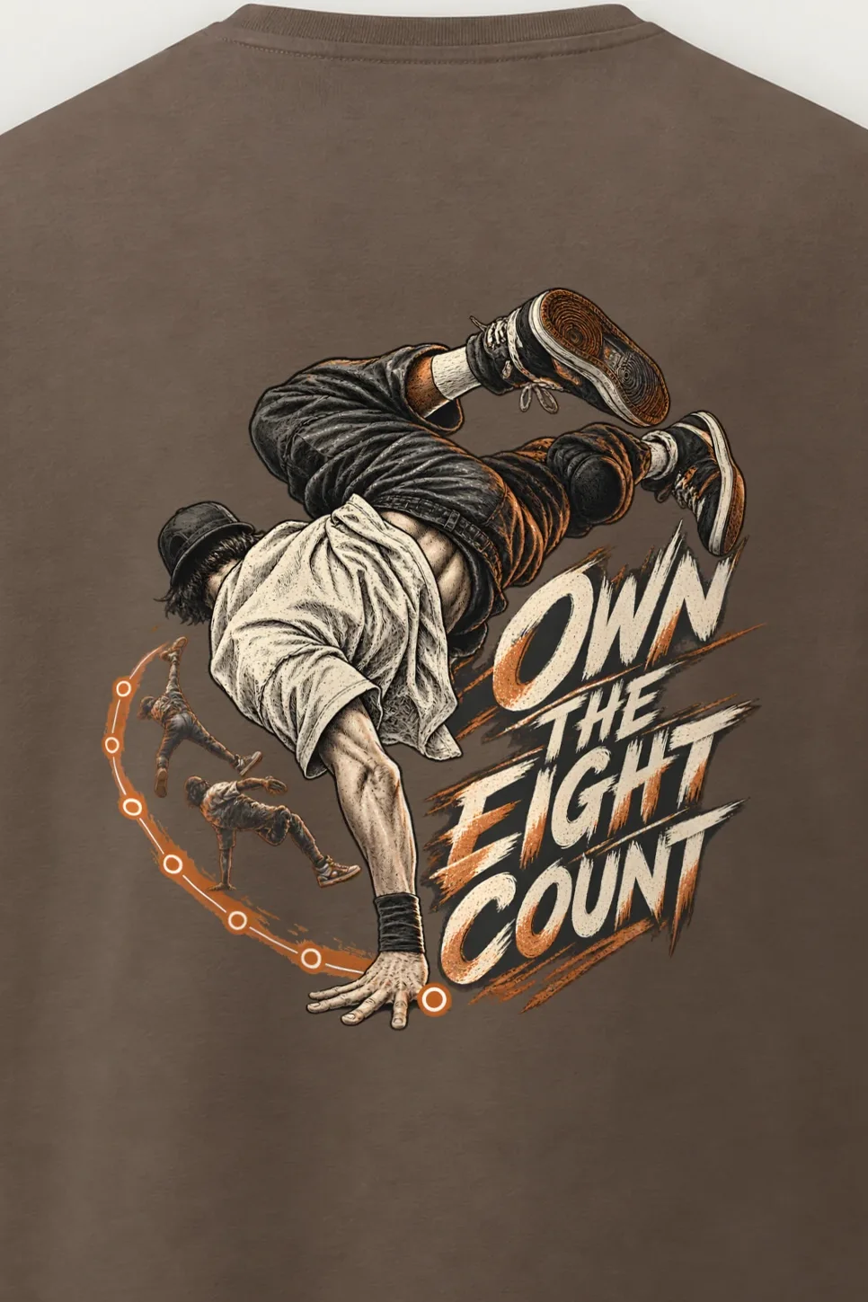 "Own the Eight Count" Men’s Oversized Heavyweight Crewneck T-Shirt - the graphic up close