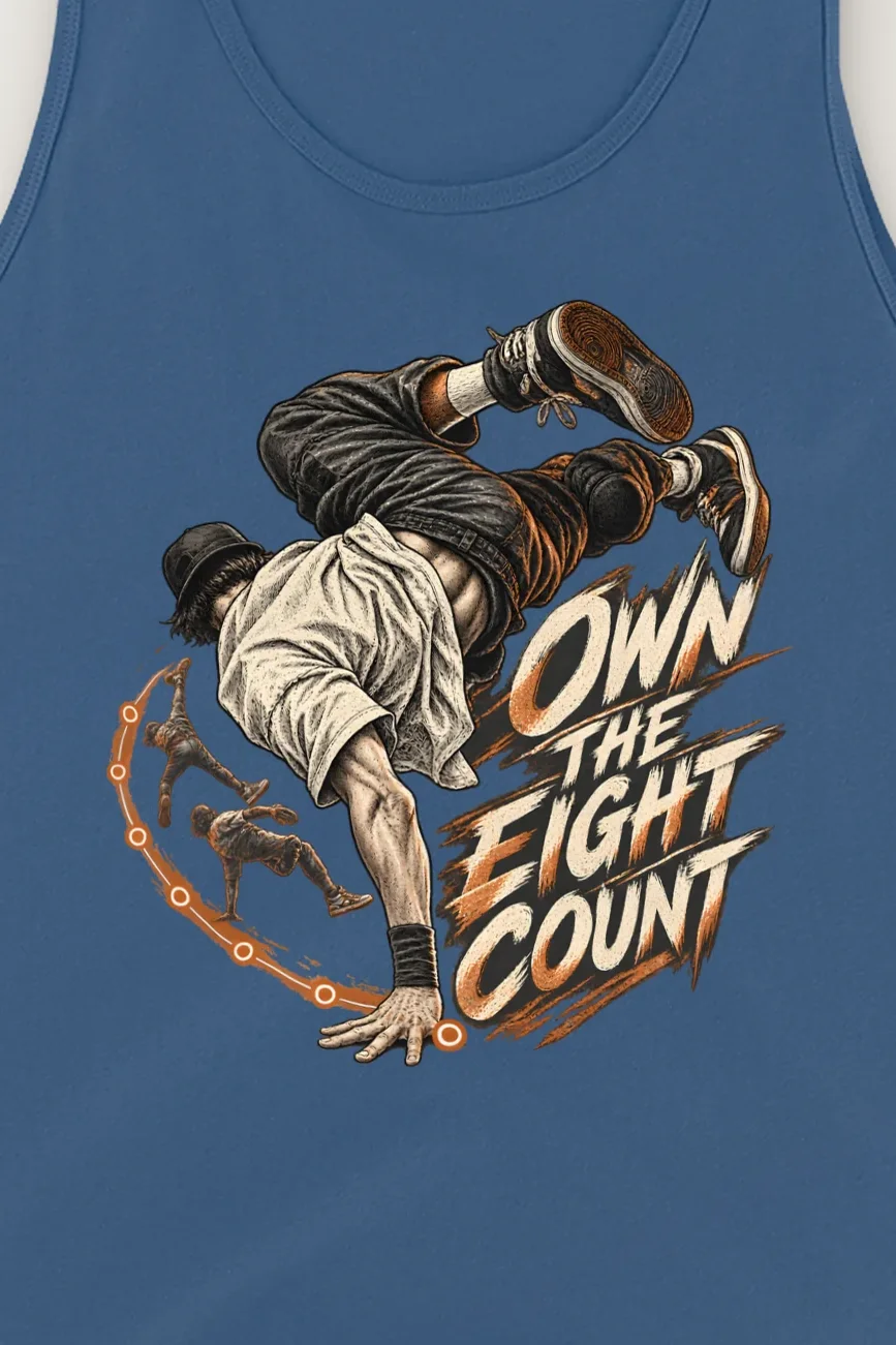 "Own the Eight Count" Unisex Jersey Tank - the graphic up close