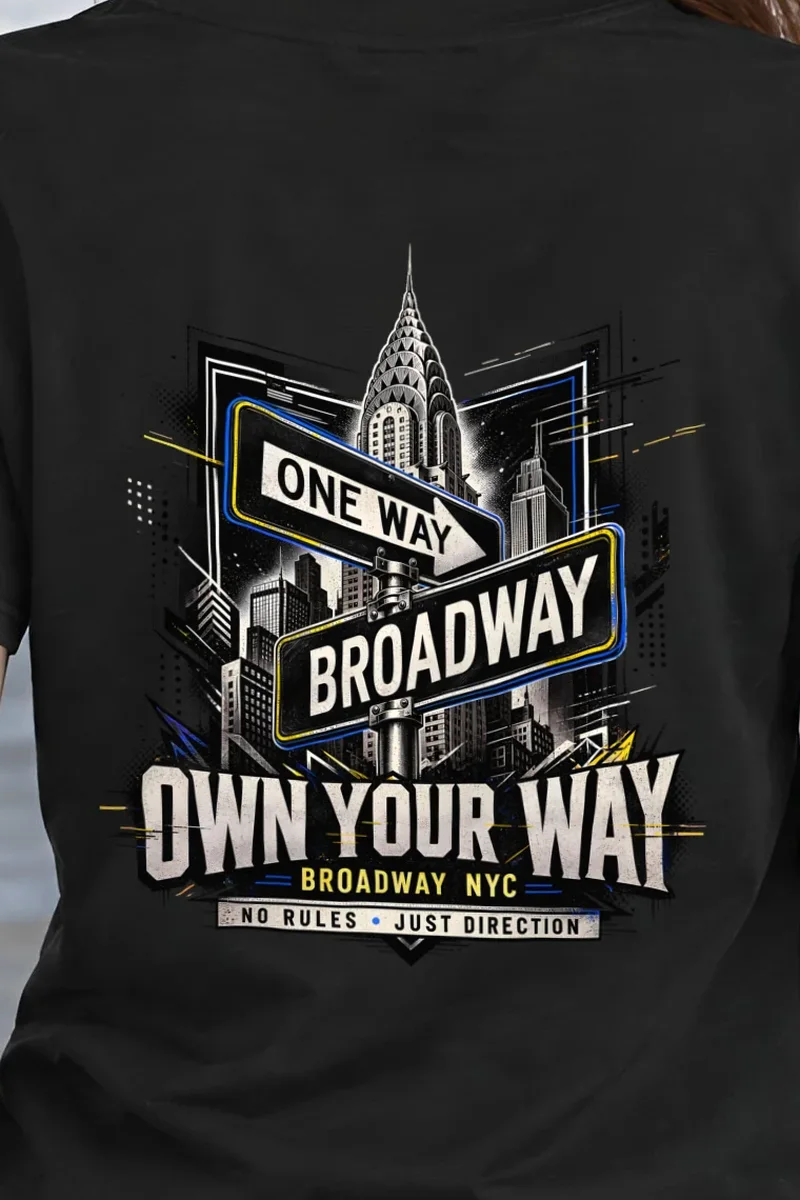 "Own Your Way" Heavyweight Unisex Crewneck T-shirt - the graphic up close