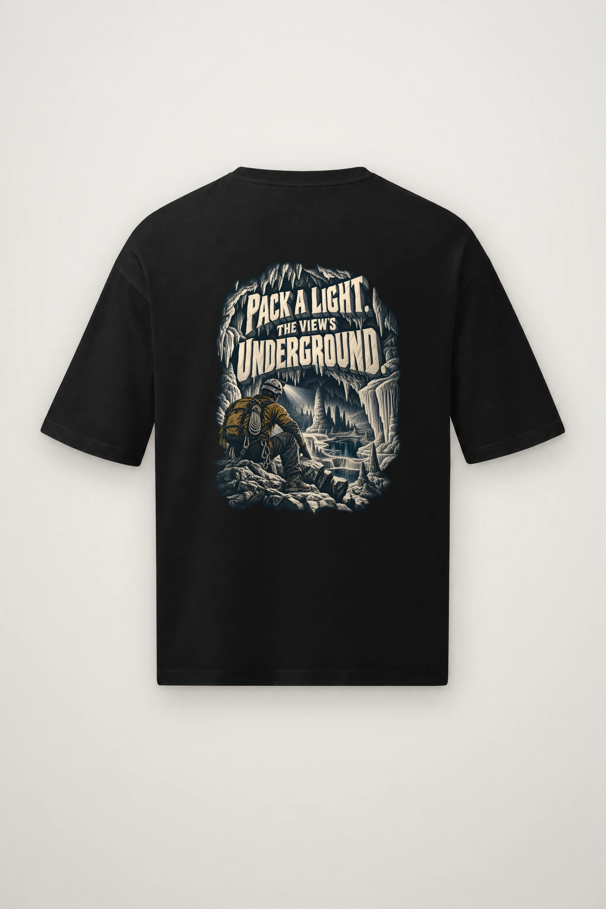 "Pack a Light Underground" Men's Oversized Heavyweight Crewneck T-Shirt