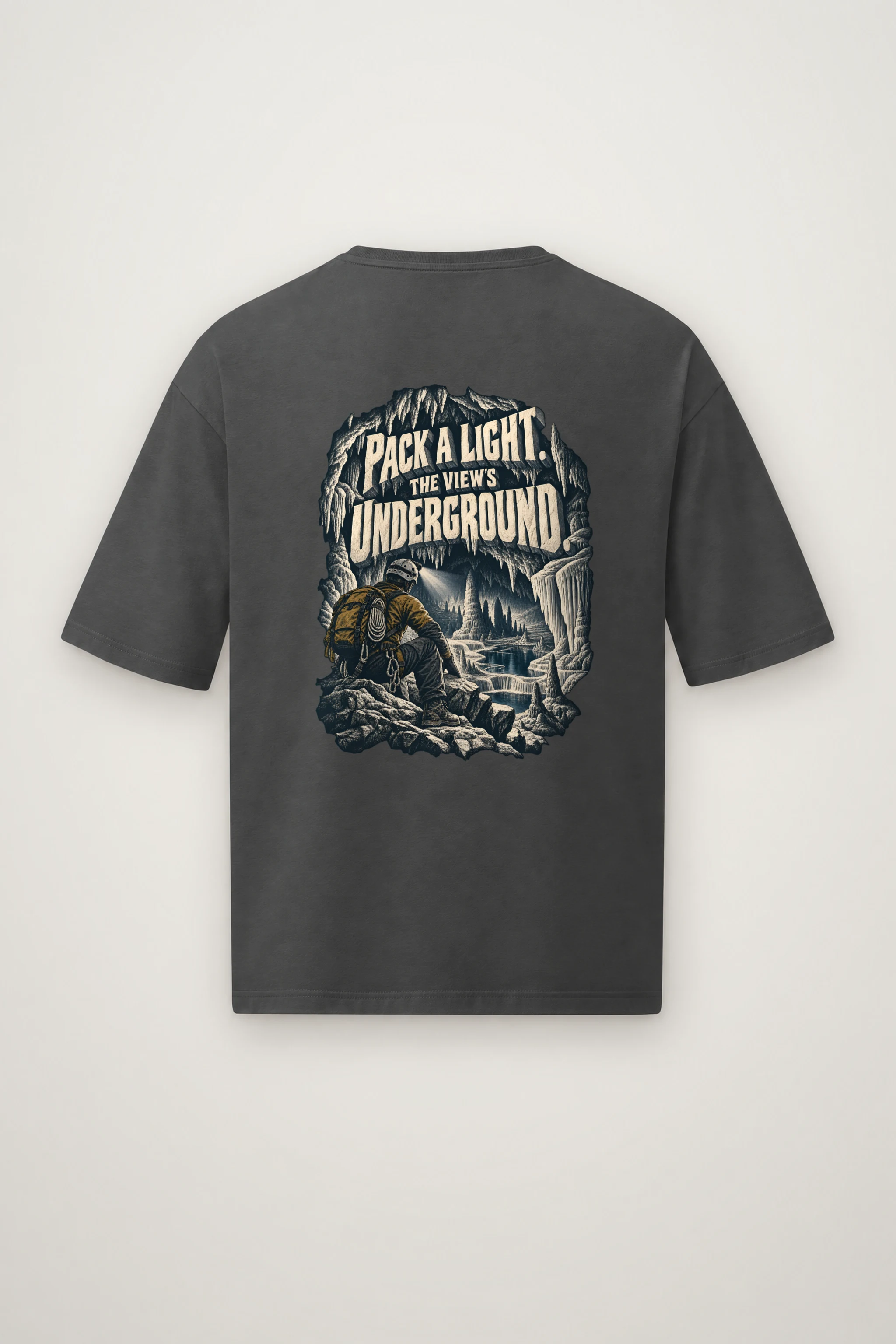 "Pack a Light Underground" Men's Oversized Heavyweight Crewneck T-Shirt