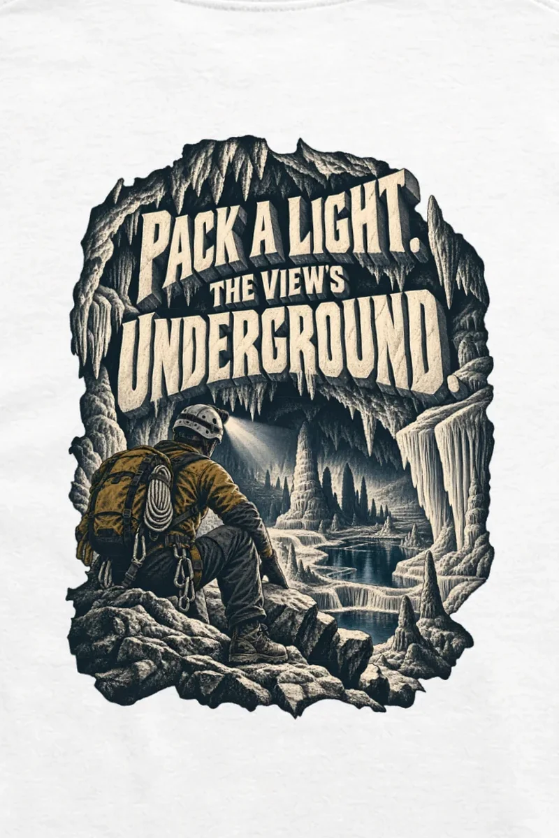 "Pack a Light Underground" Unisex Longsleeve T-shirt - the graphic up close