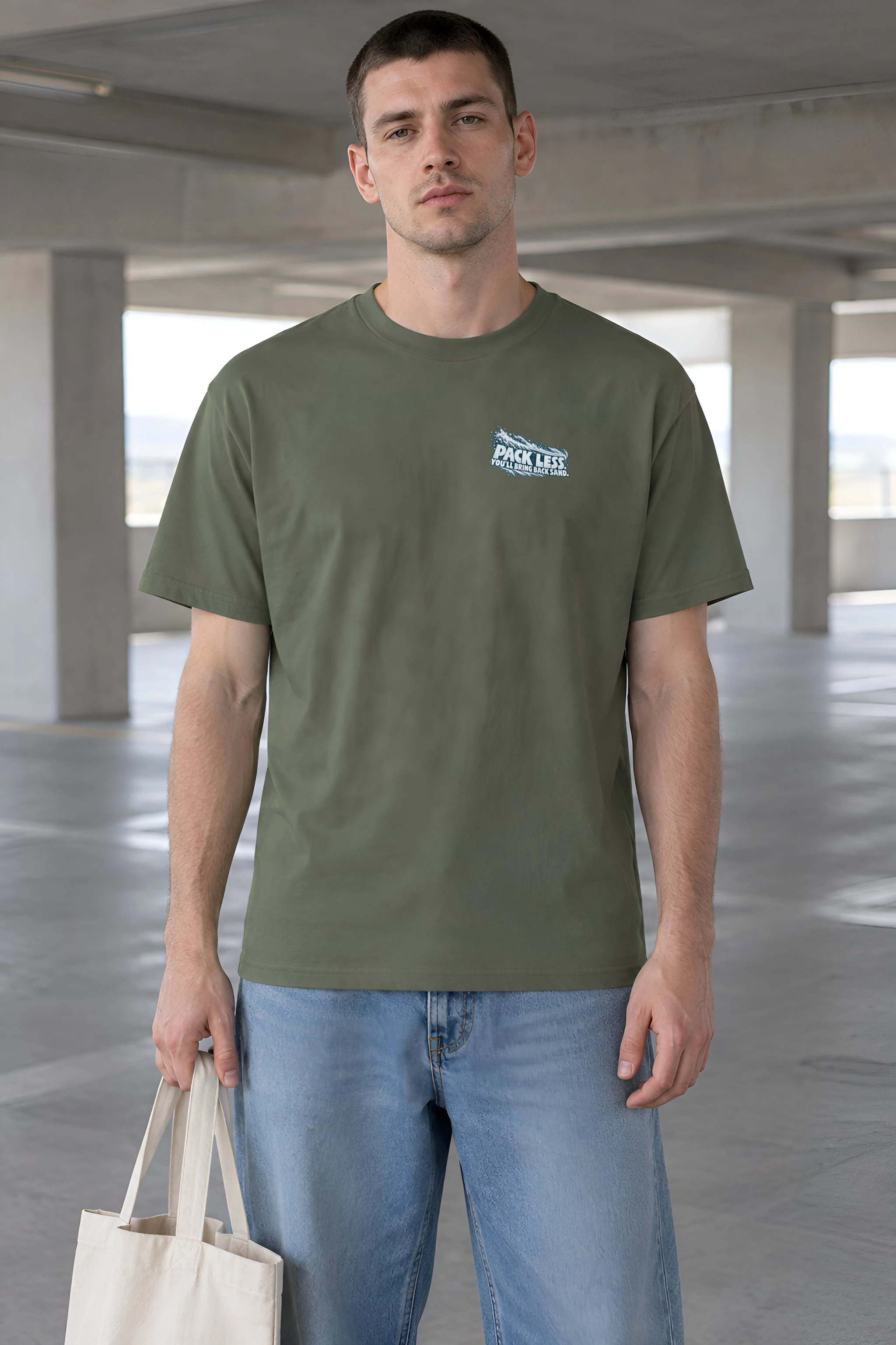 "Pack Less, Bring Back Sand" Heavyweight Unisex Crewneck T-shirt