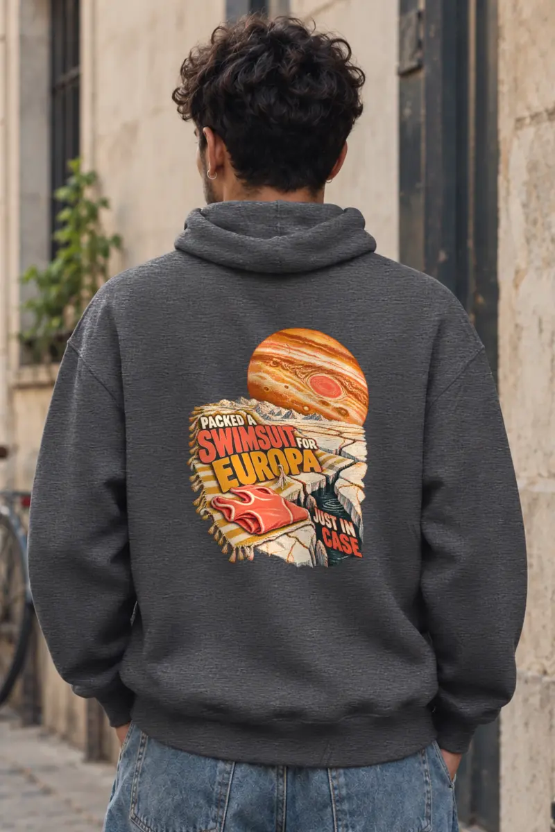 “Packed a Swimsuit for Europa” Heavy Blend Unisex Pullover Hoodie