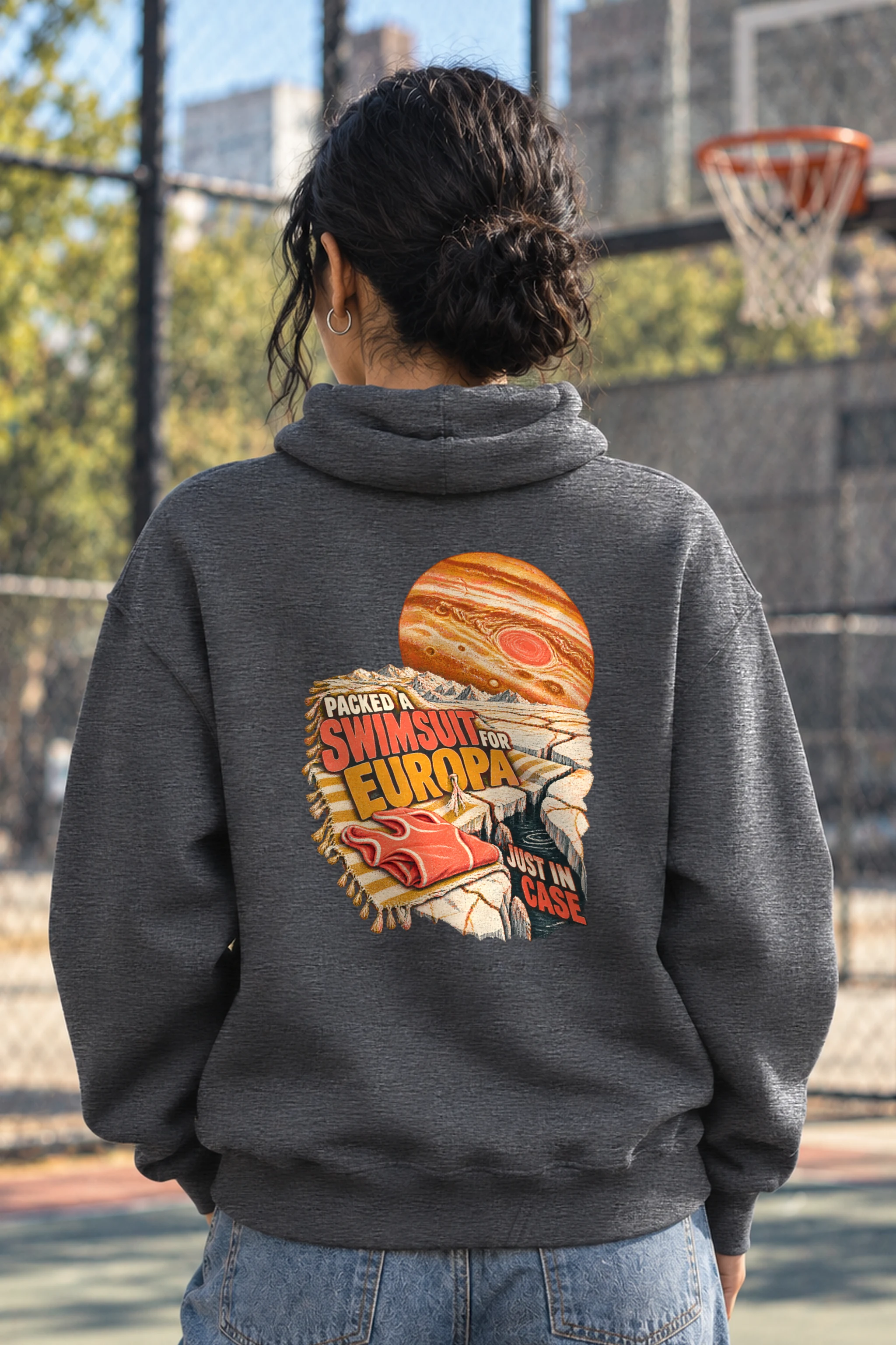 "Packed a Swimsuit for Europa" Heavy Blend Unisex Pullover Hoodie