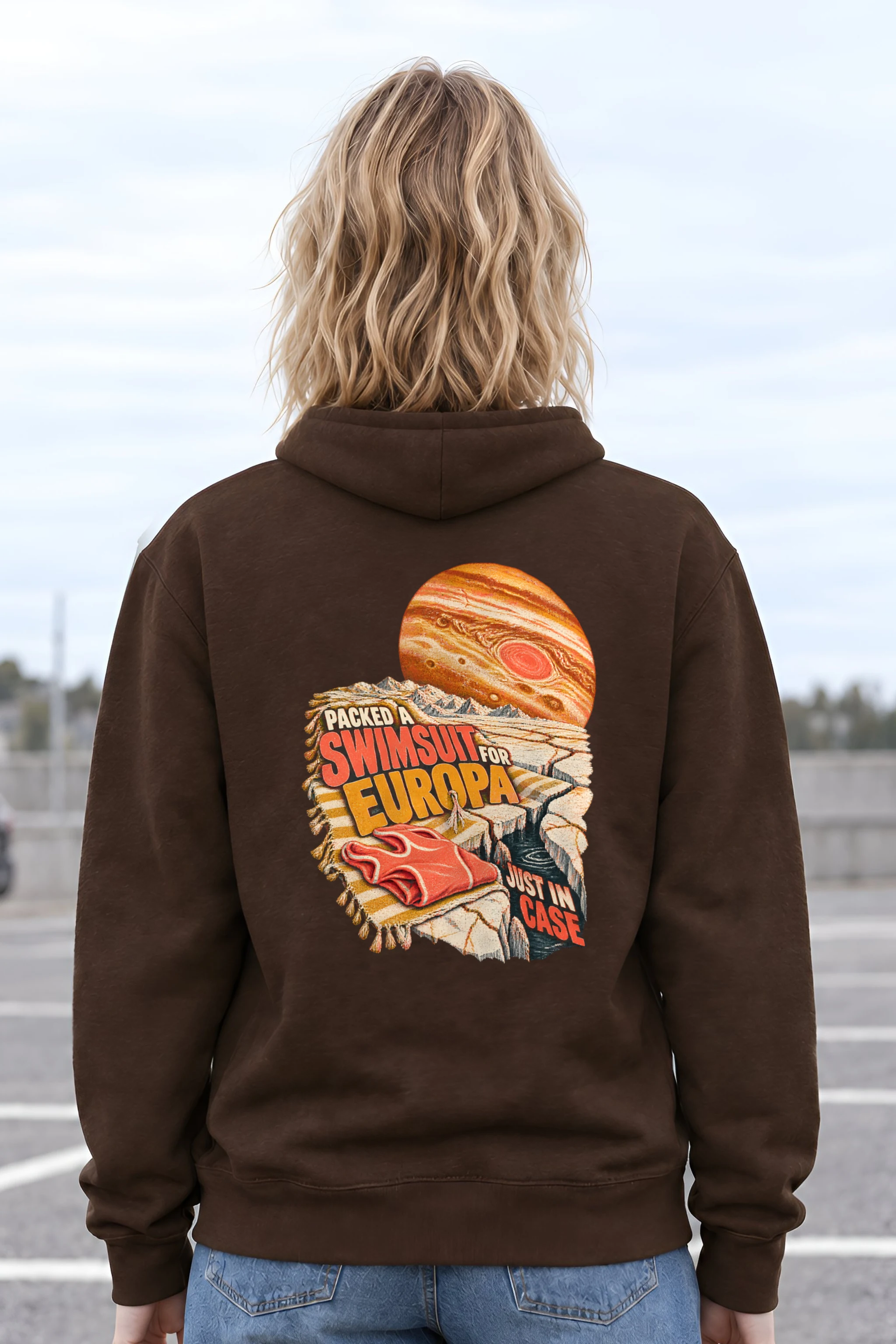 "Packed a Swimsuit for Europa" Heavy Blend Unisex Pullover Hoodie