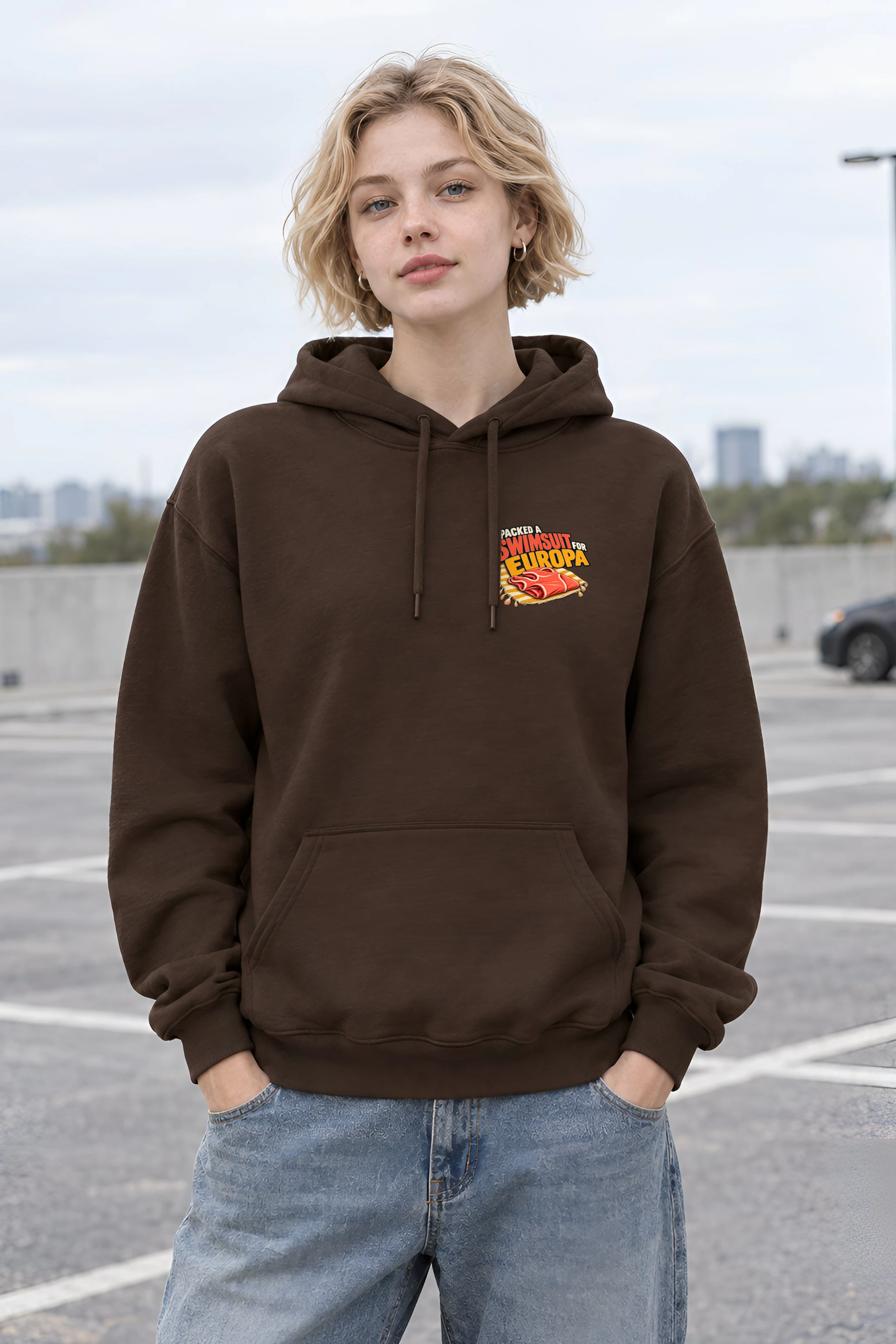 "Packed a Swimsuit for Europa" Heavy Blend Unisex Pullover Hoodie