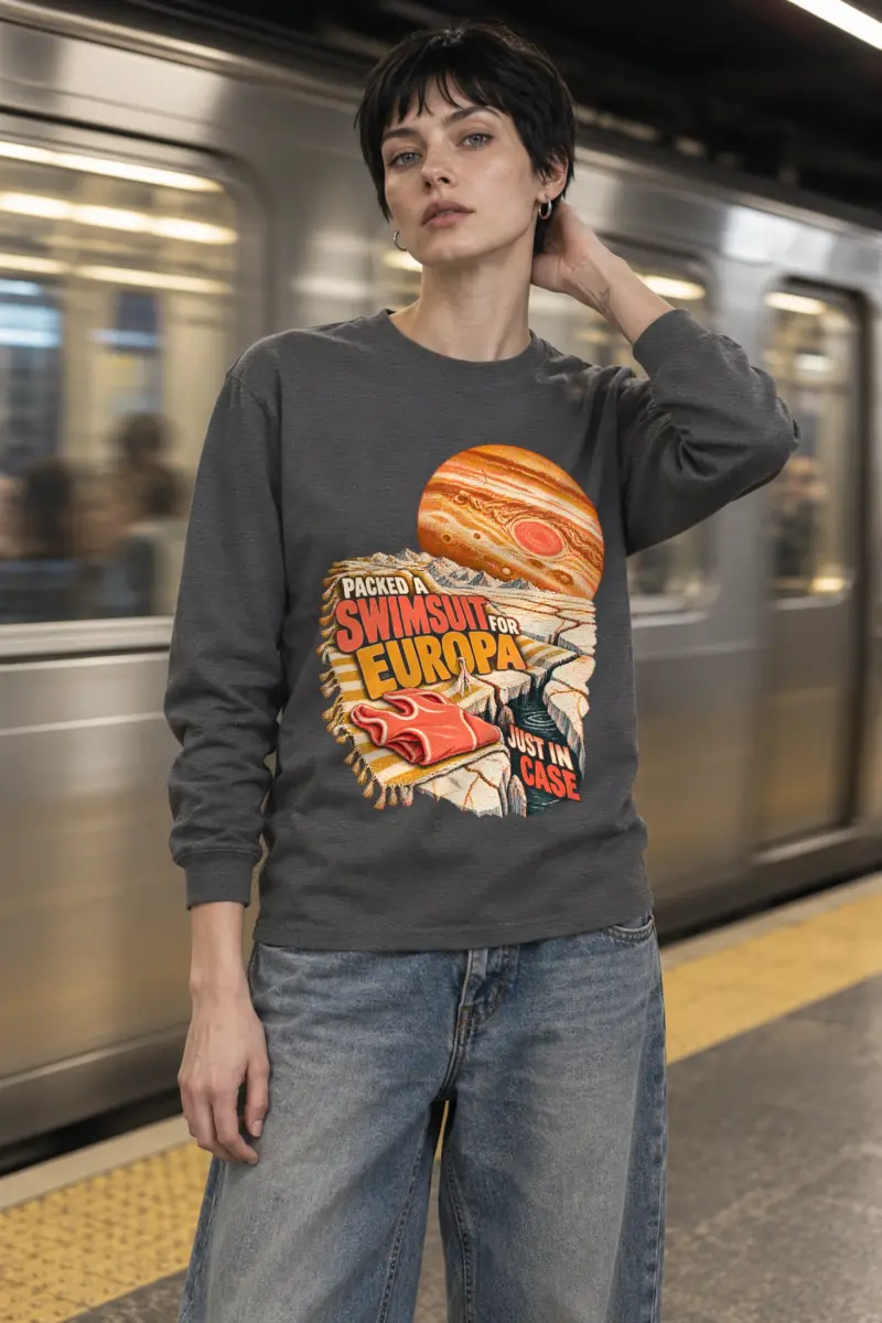 “Packed A Swimsuit For Europa” Unisex Longsleeve T-shirt