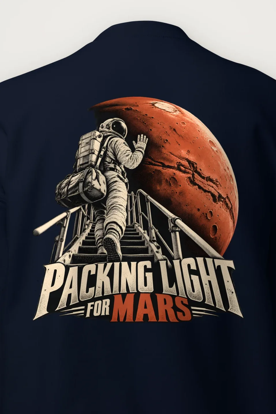 "Packing Light for Mars" Heavy Blend Unisex Crewneck Sweatshirt - the graphic up close