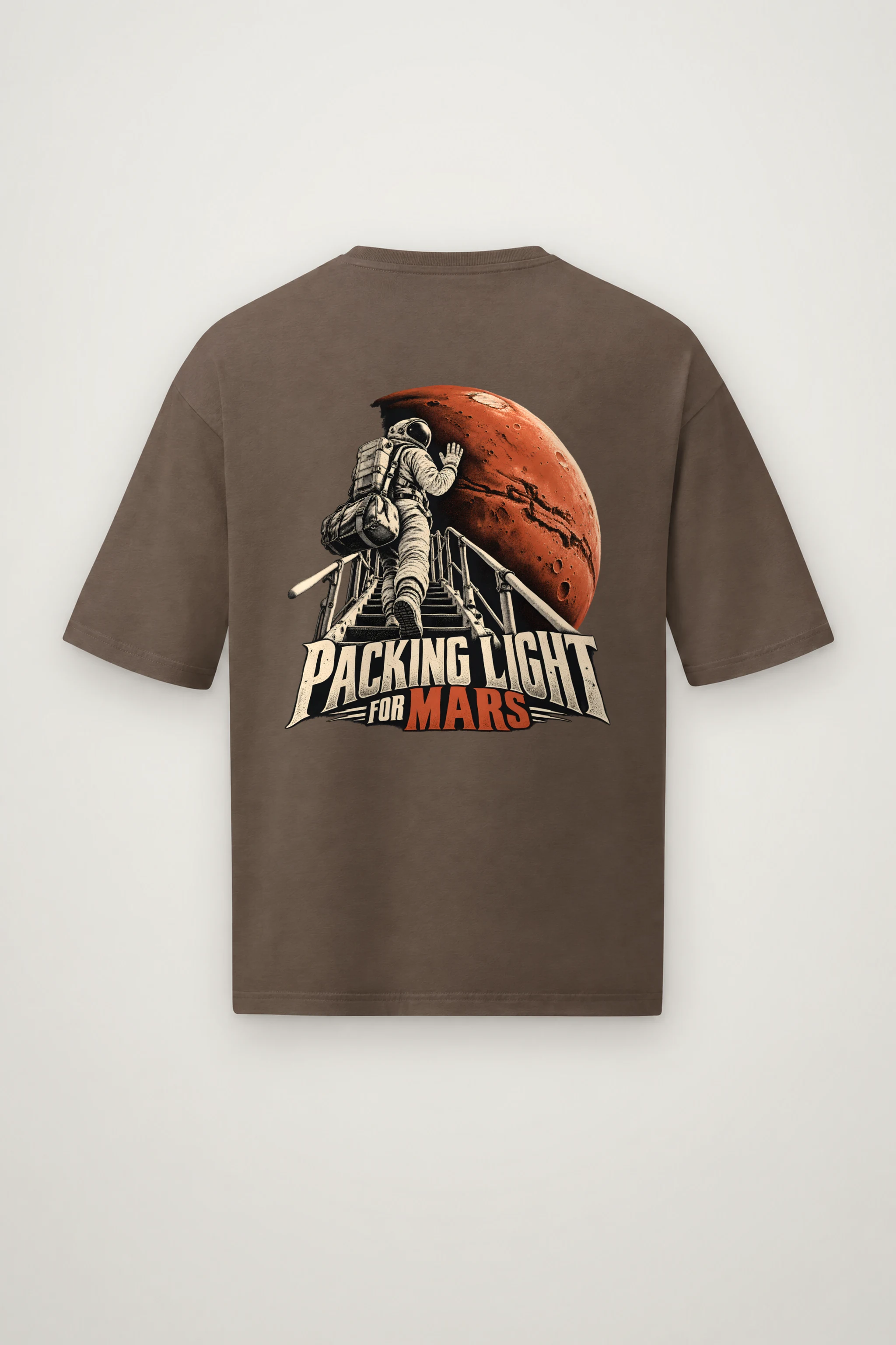 "Packing Light for Mars" Men's Oversized Heavyweight Crewneck T-Shirt