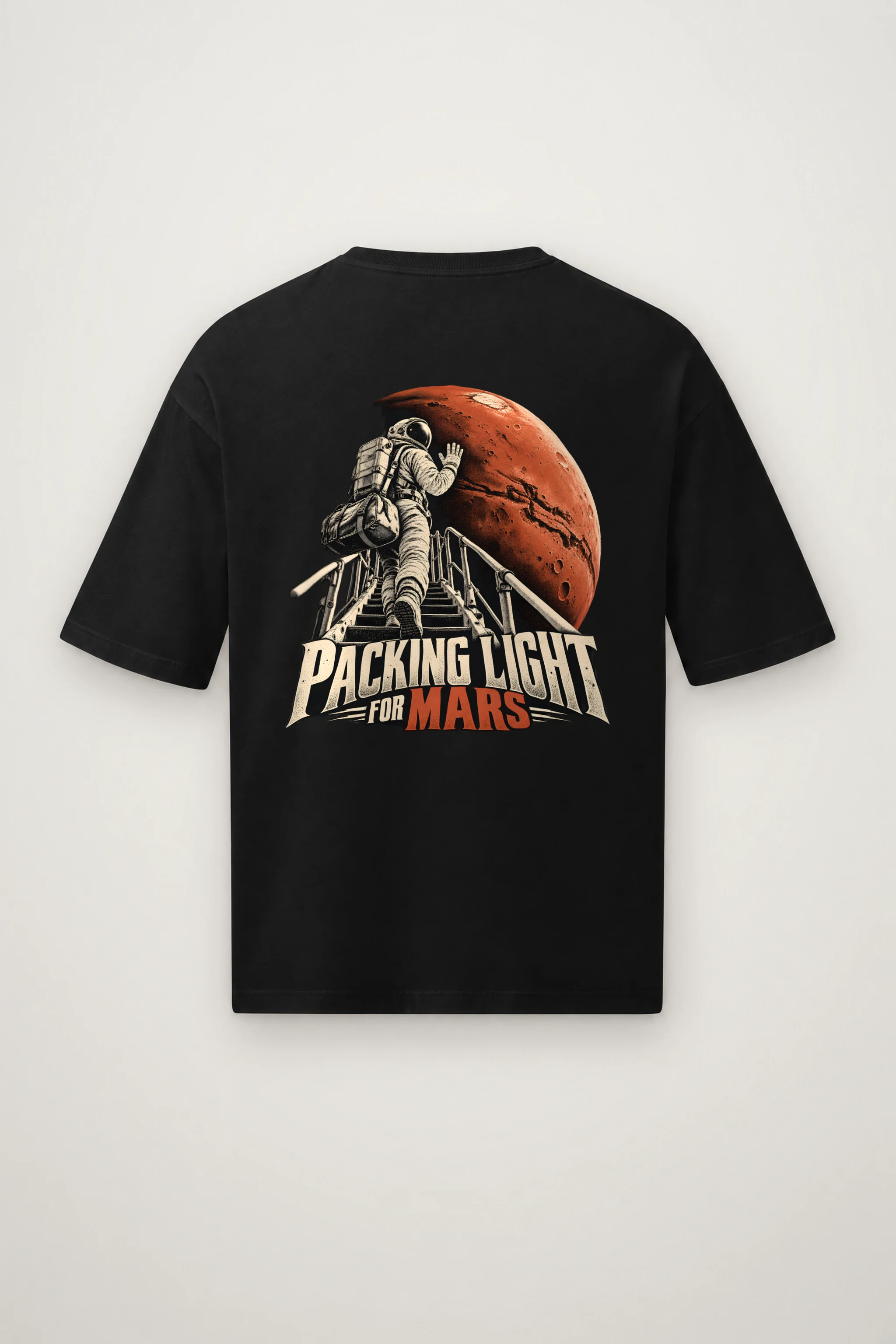 "Packing Light for Mars" Men's Oversized Heavyweight Crewneck T-Shirt
