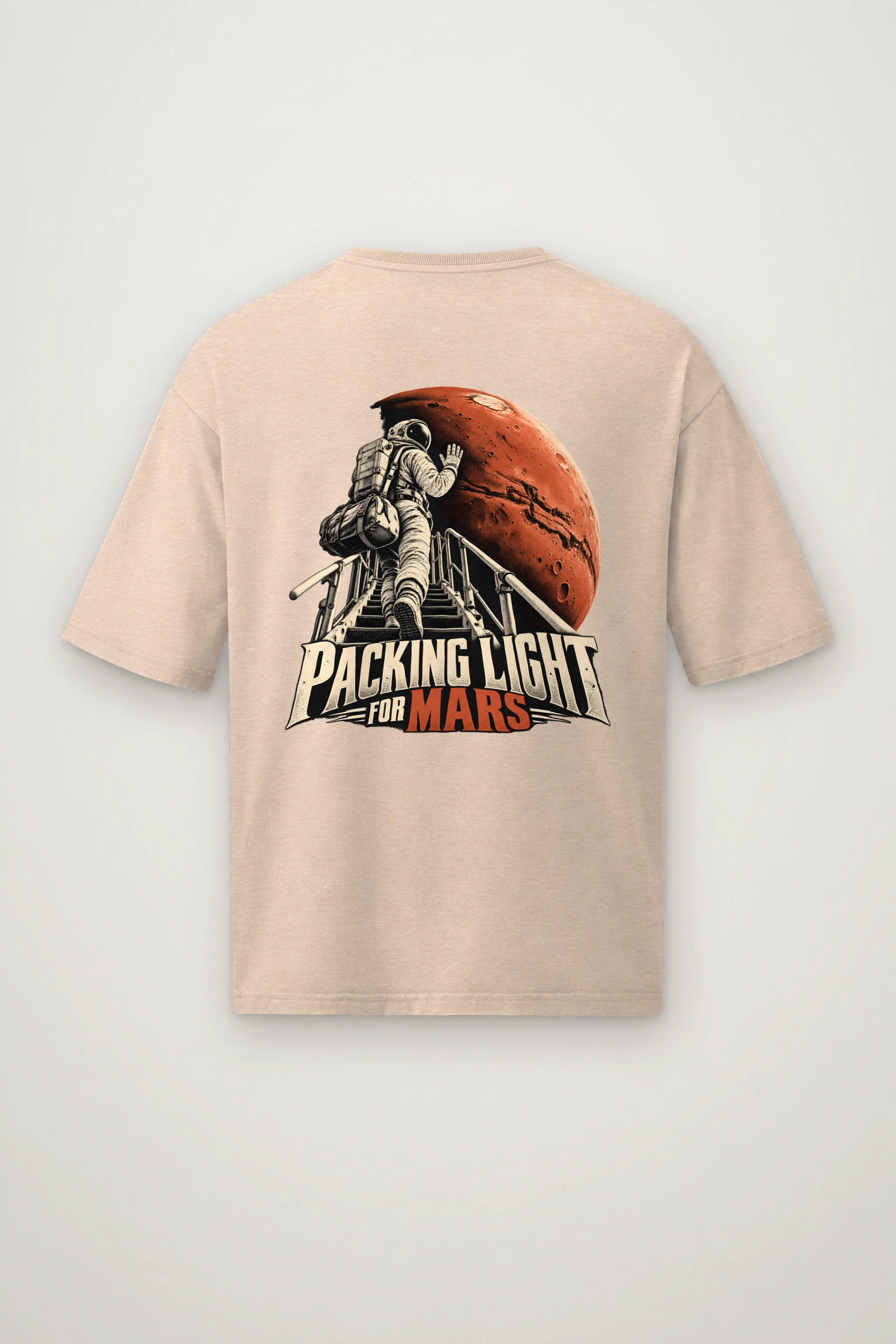 "Packing Light for Mars" Men's Oversized Heavyweight Crewneck T-Shirt