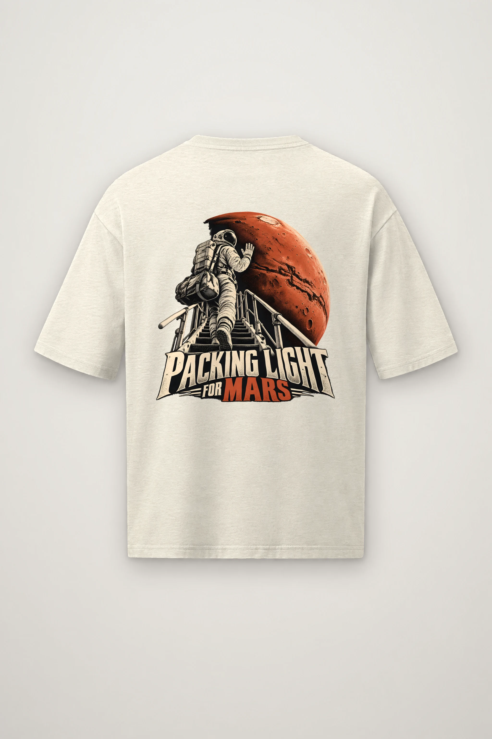 "Packing Light for Mars" Men's Oversized Heavyweight Crewneck T-Shirt